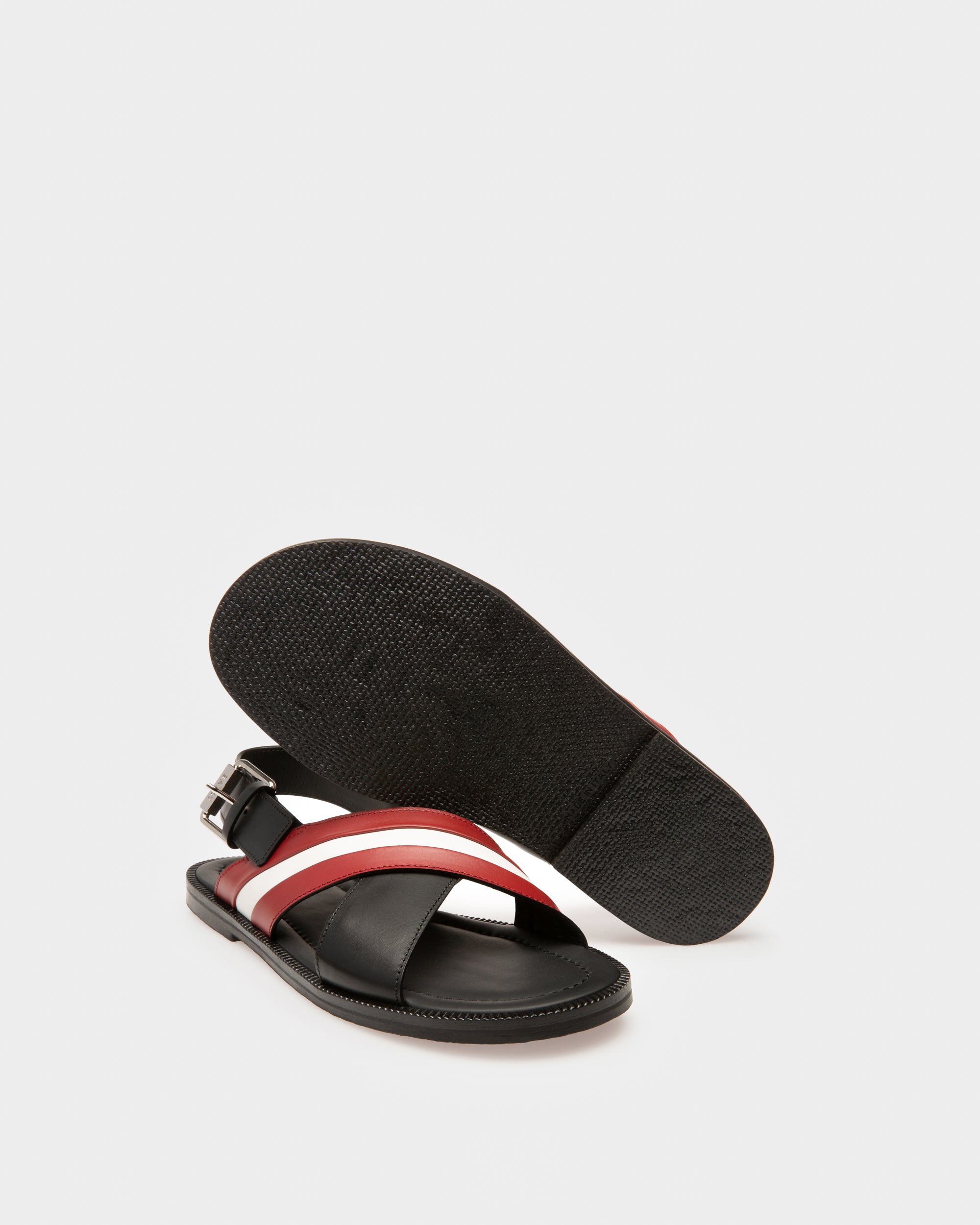Jamaal ブラック レザー クロスストラップ サンダル - 男性 - Bally - 04
