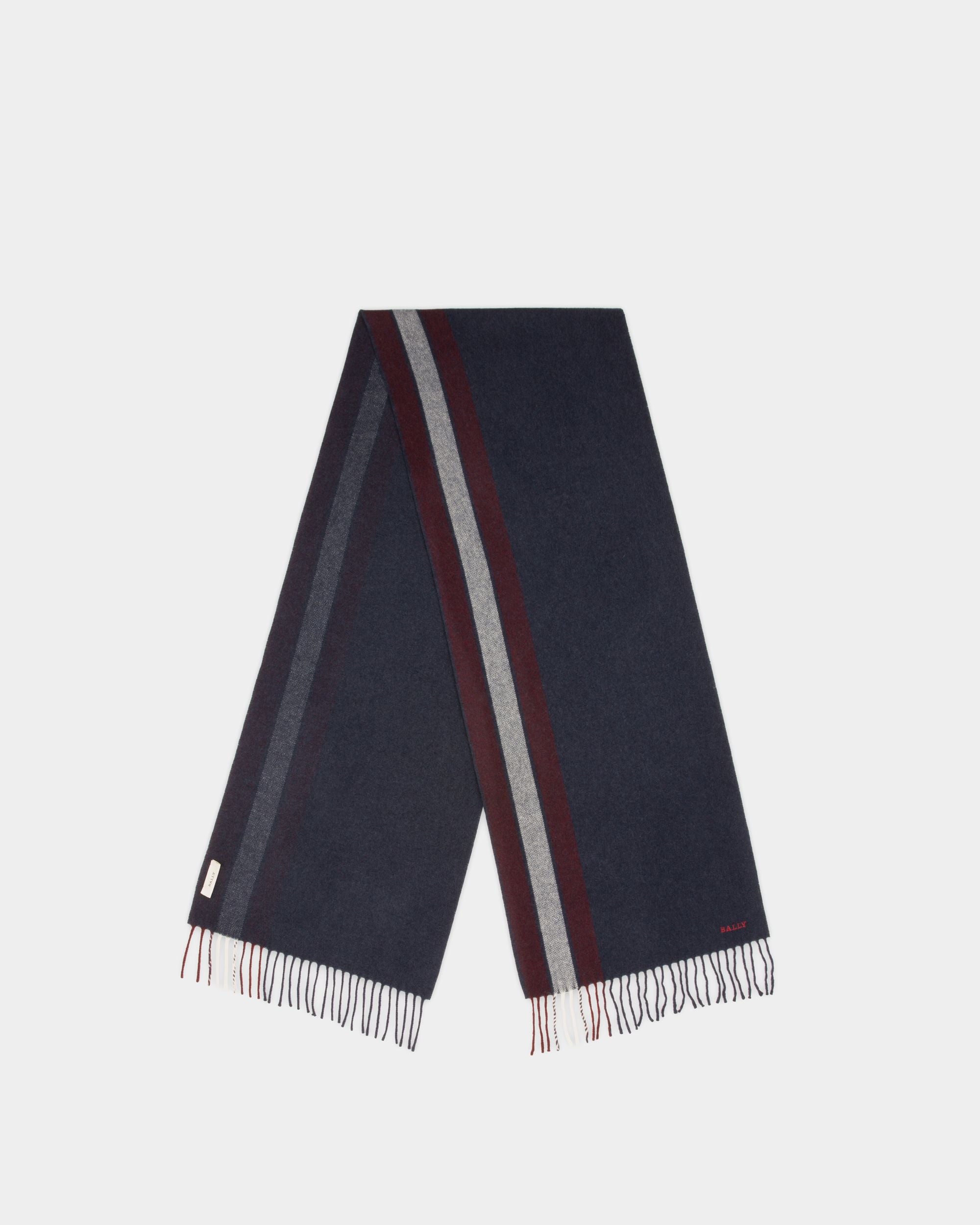 Bally Stripe スカーフ ネイビー メリノウール＆カシミア スカーフ - 男性 - Bally - 01