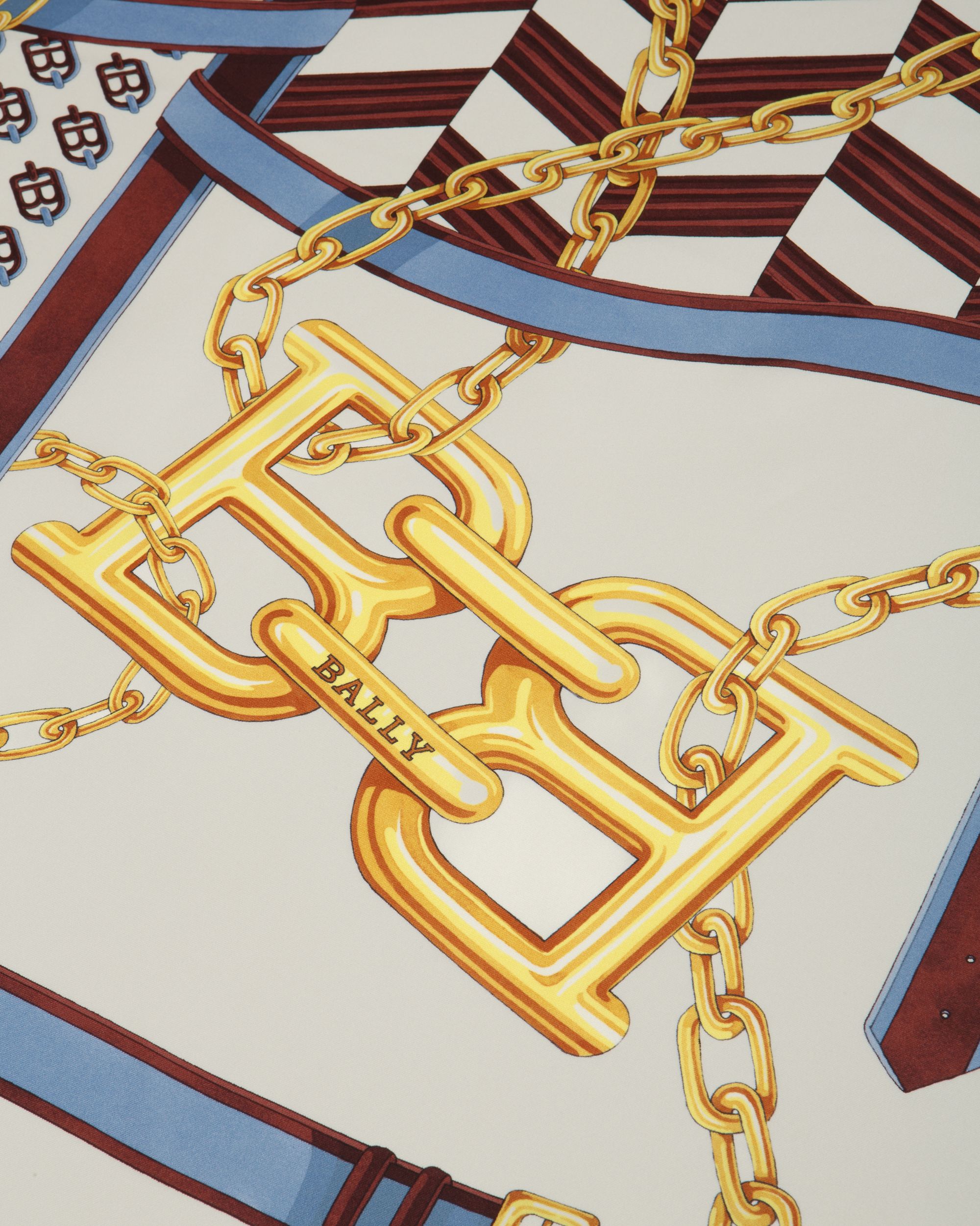 B-Chain スカーフ ボーンホワイト＆ブルー B-Chain スカーフ - 女性 - Bally - 02