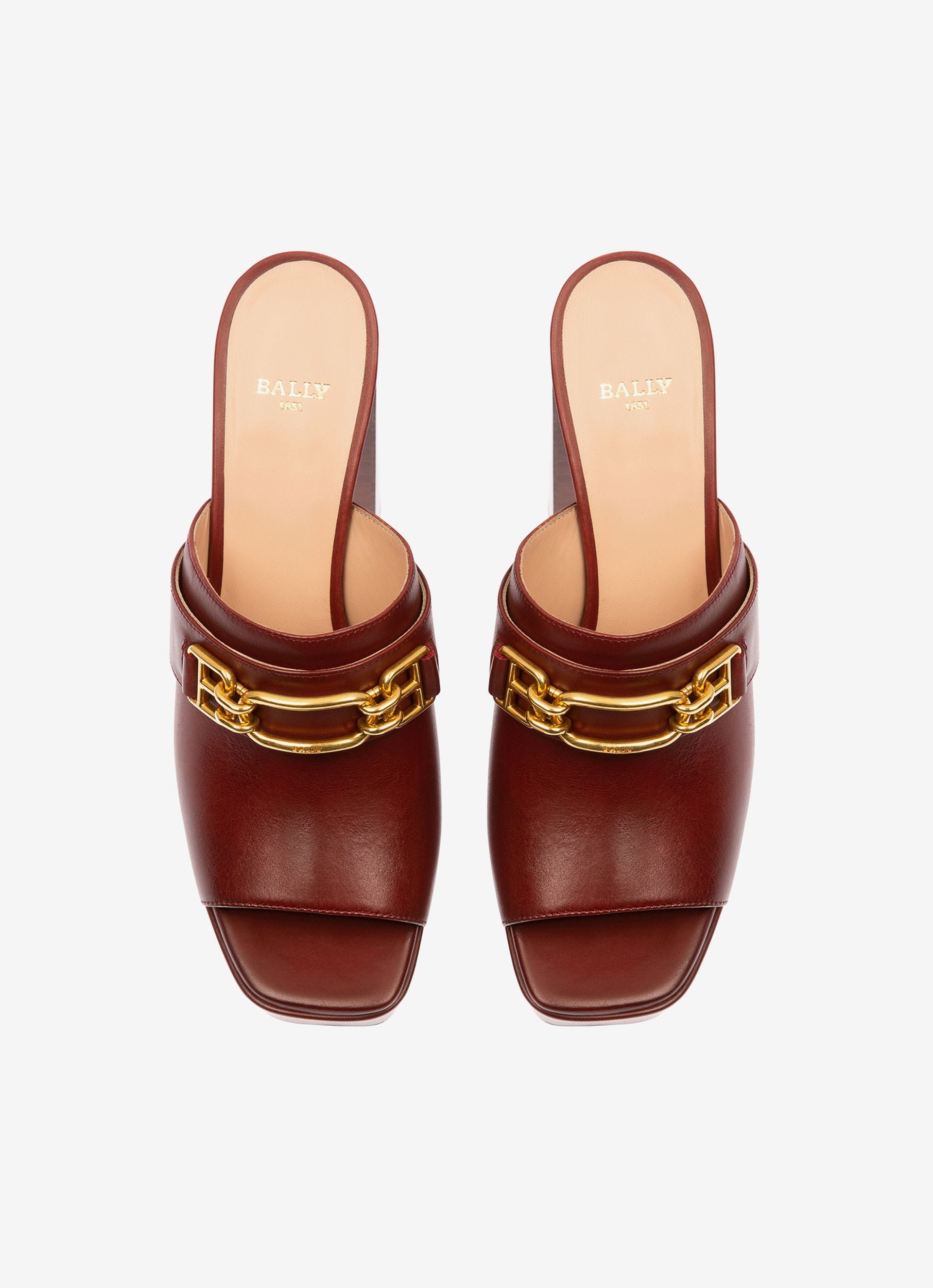 Delania ヘリテージレッド レザー サンダルミュール - 女性 - Bally - 03