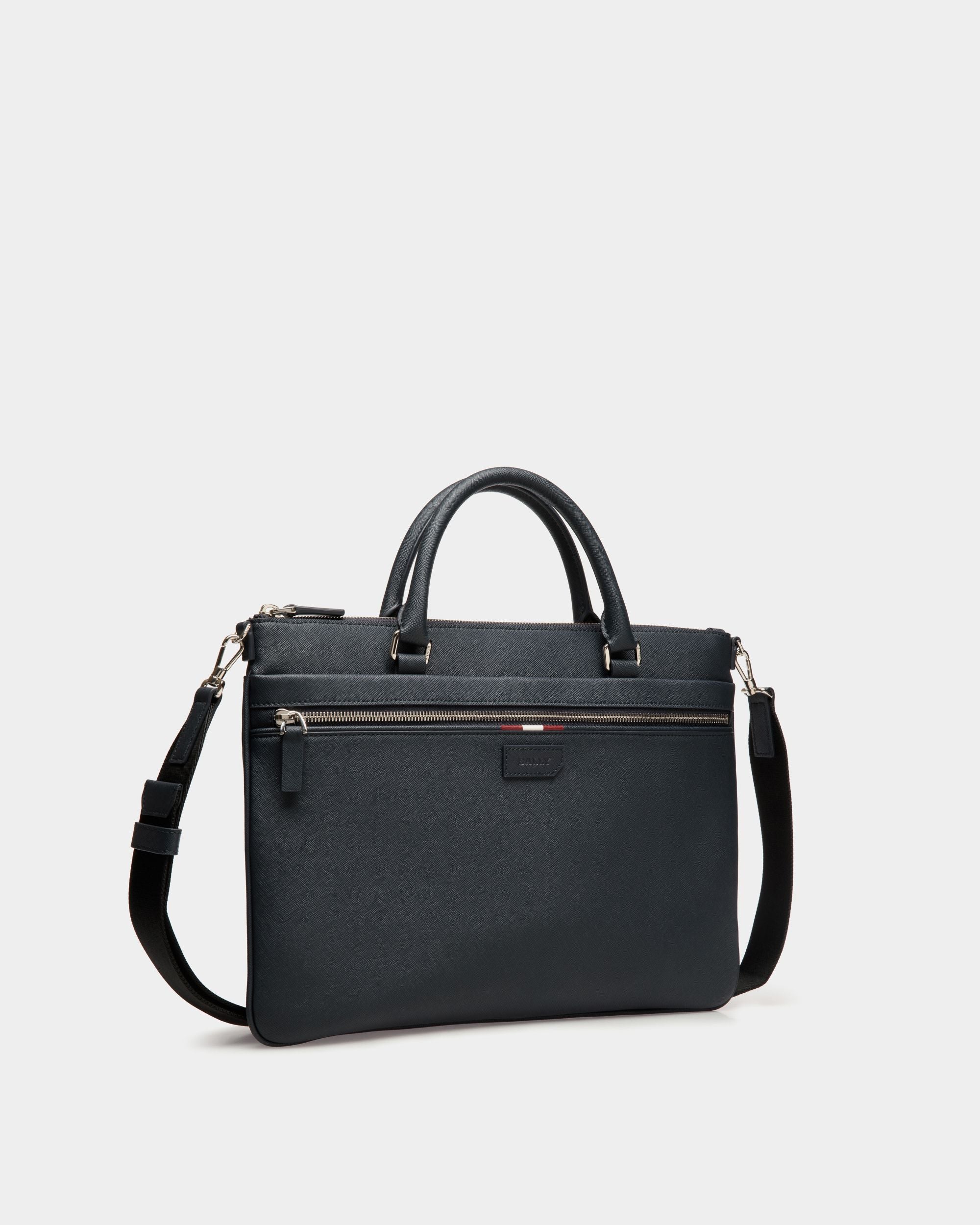 Brief Case In Blue Bovine Split - 男性 - Bally - 03