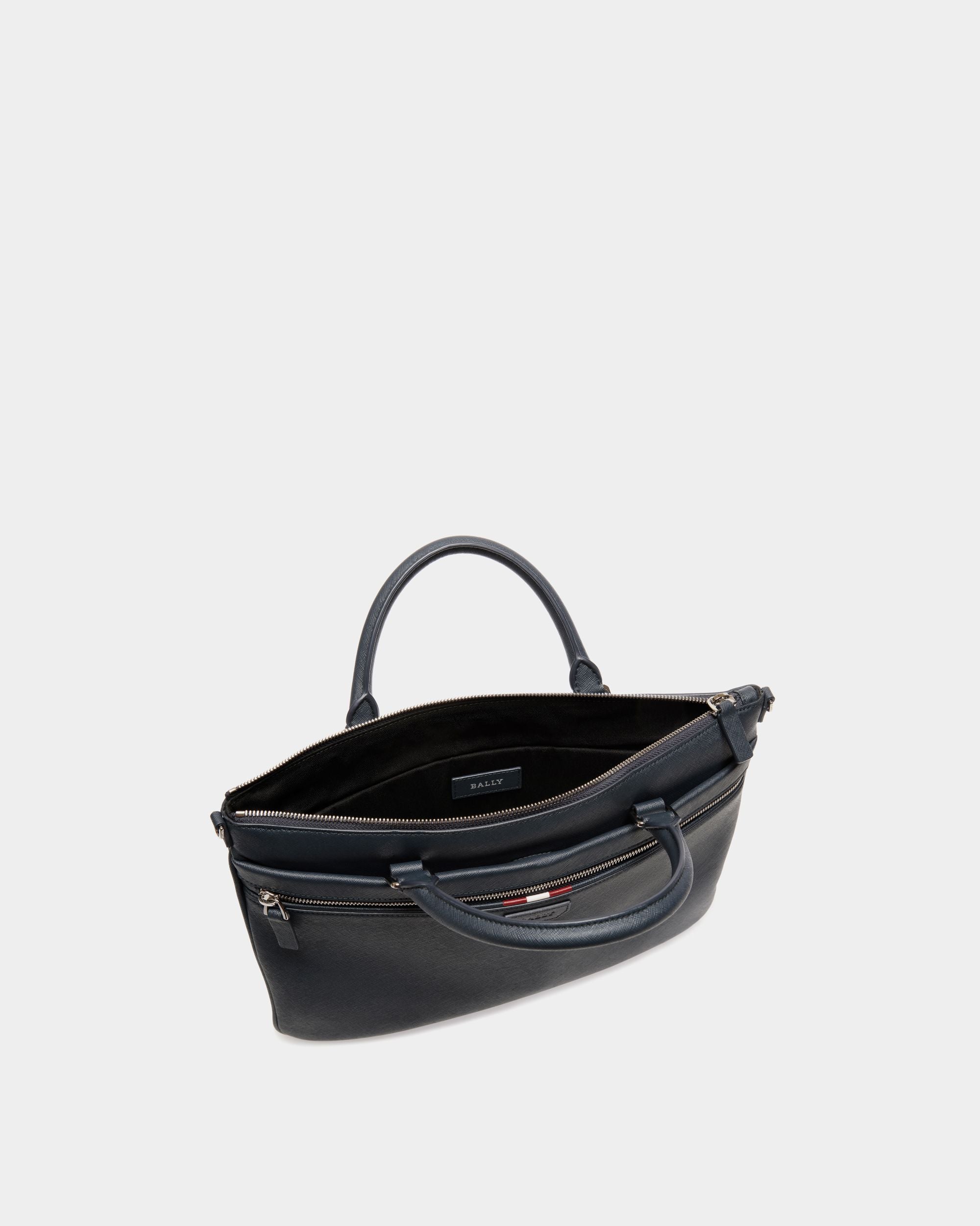 Brief Case In Blue Bovine Split - 男性 - Bally - 04
