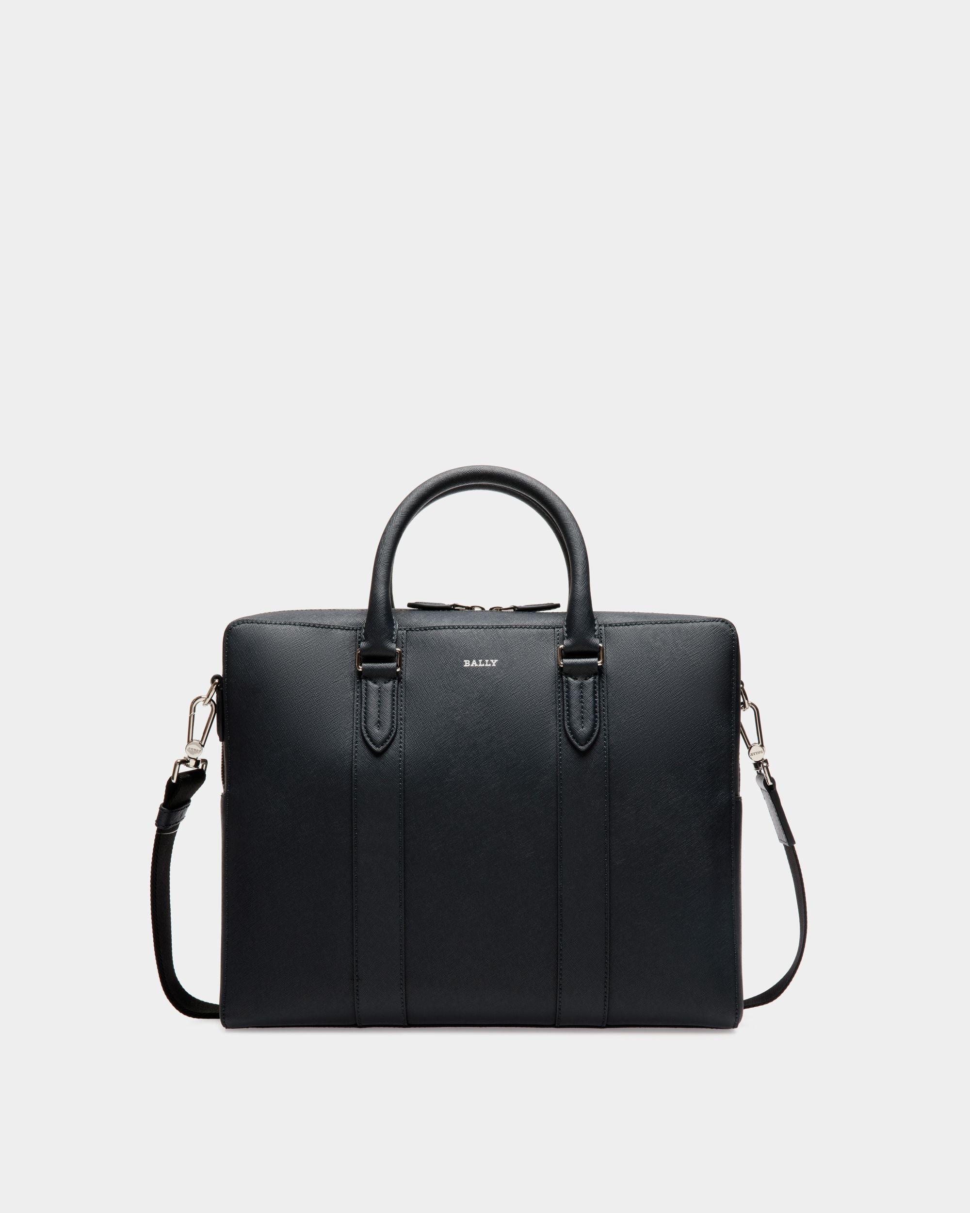 Business Bag In Black Bovine Split - 男性 - Bally - 01