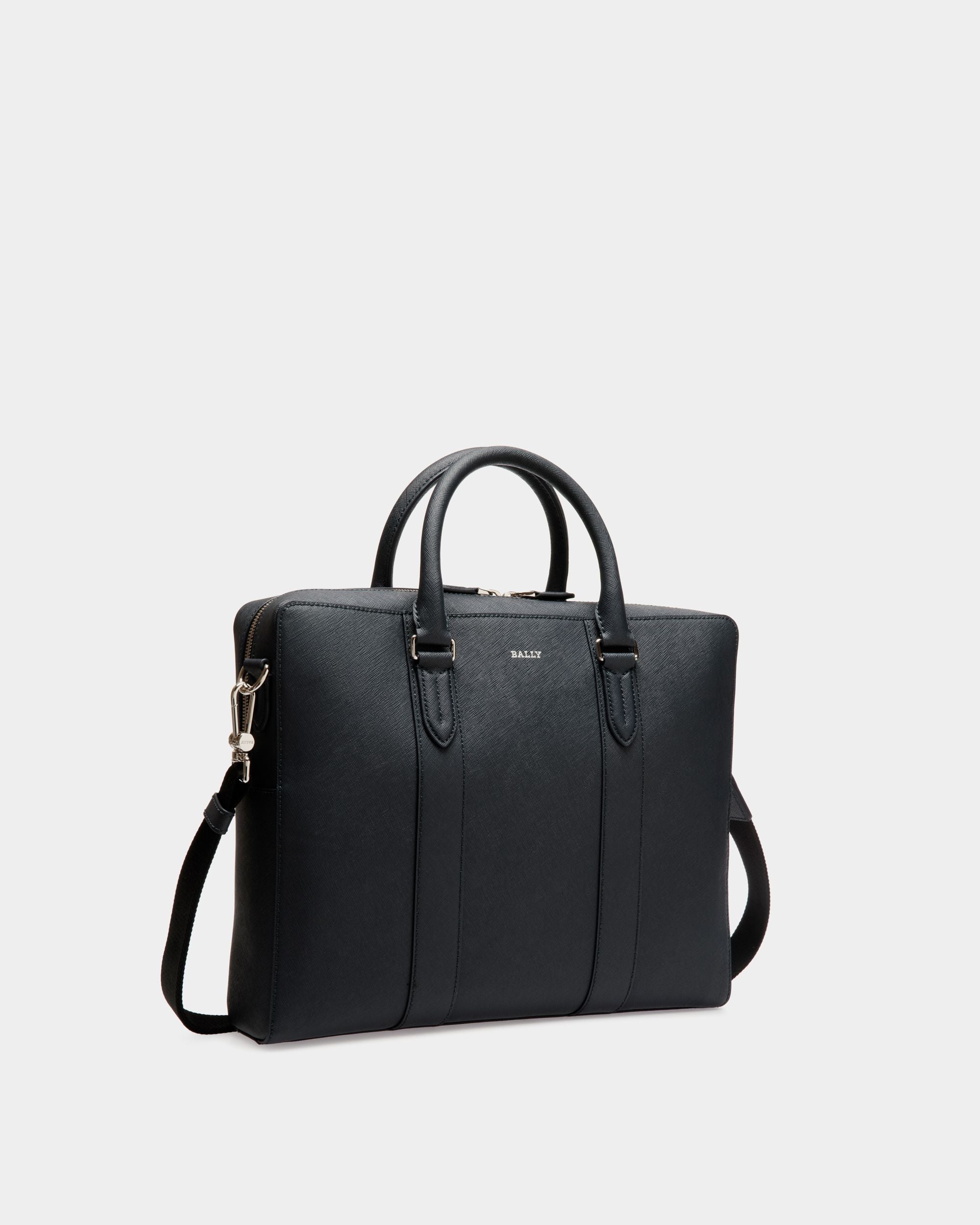 Business Bag In Black Bovine Split - 男性 - Bally - 03