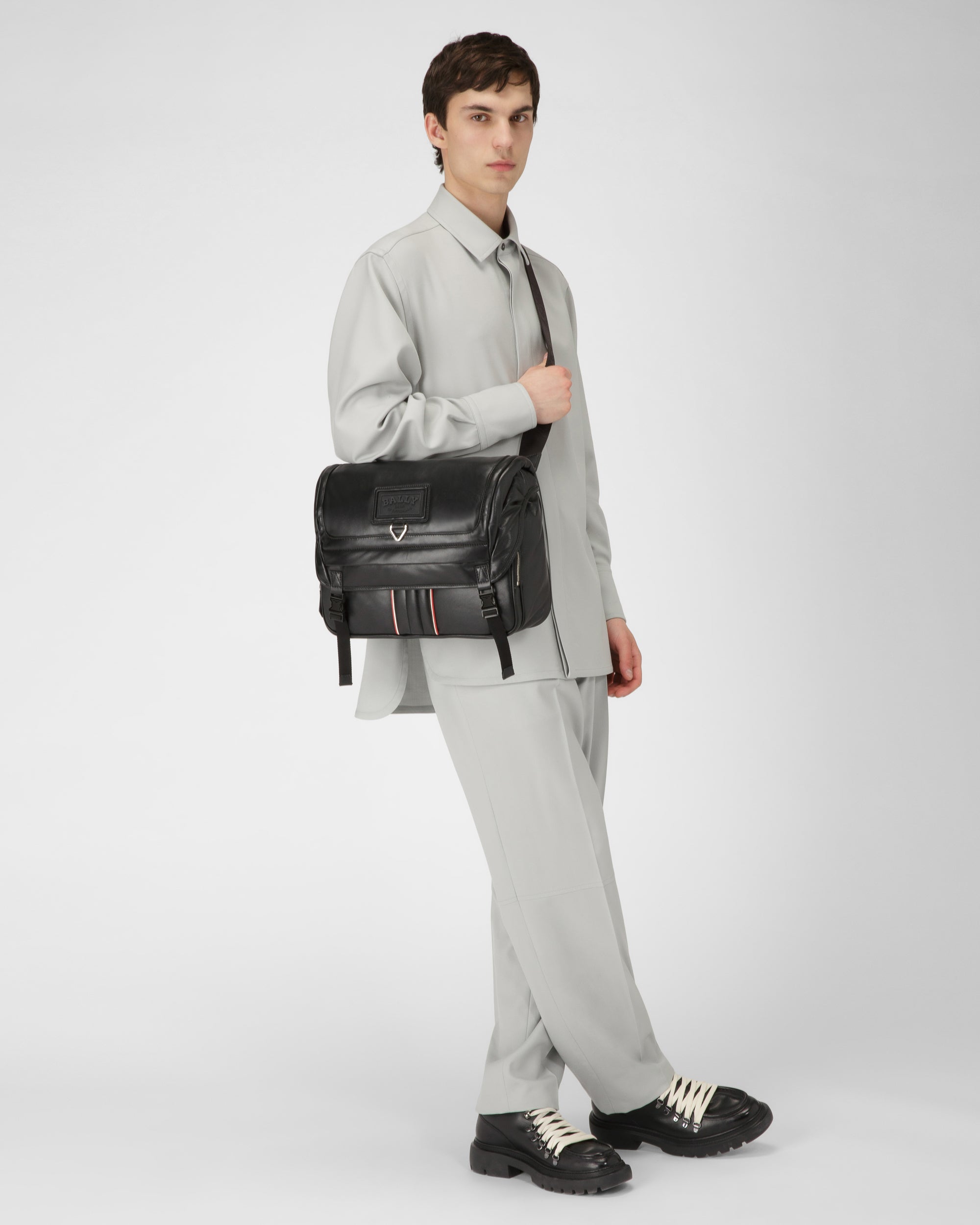 Adil ブラック レザー メッセンジャーバッグ - 男性 - Bally - 06