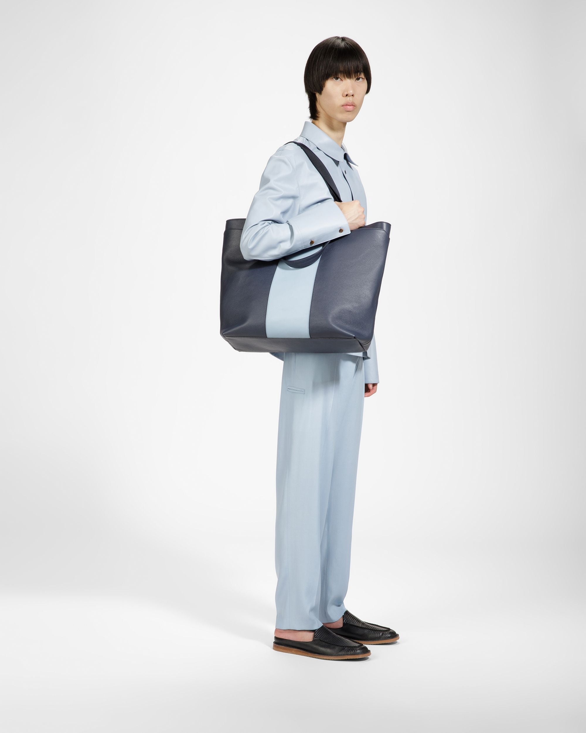 Havid ミッドナイトブルー＆ライトブルー レザー トートバッグ - 男性 - Bally - 06