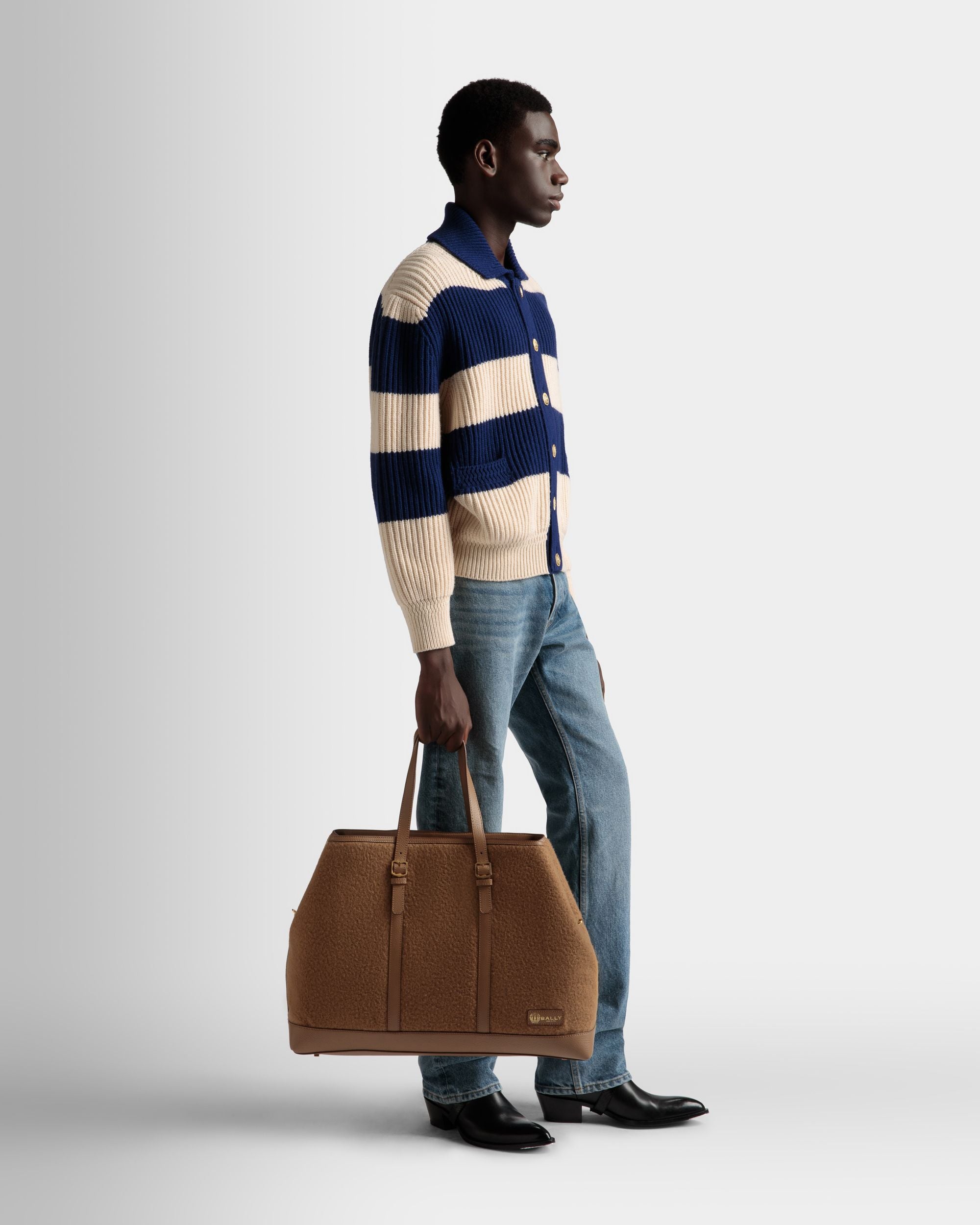 Gare トートバッグ キャメル レザー＆ファブリック - 男性 - Bally - 02