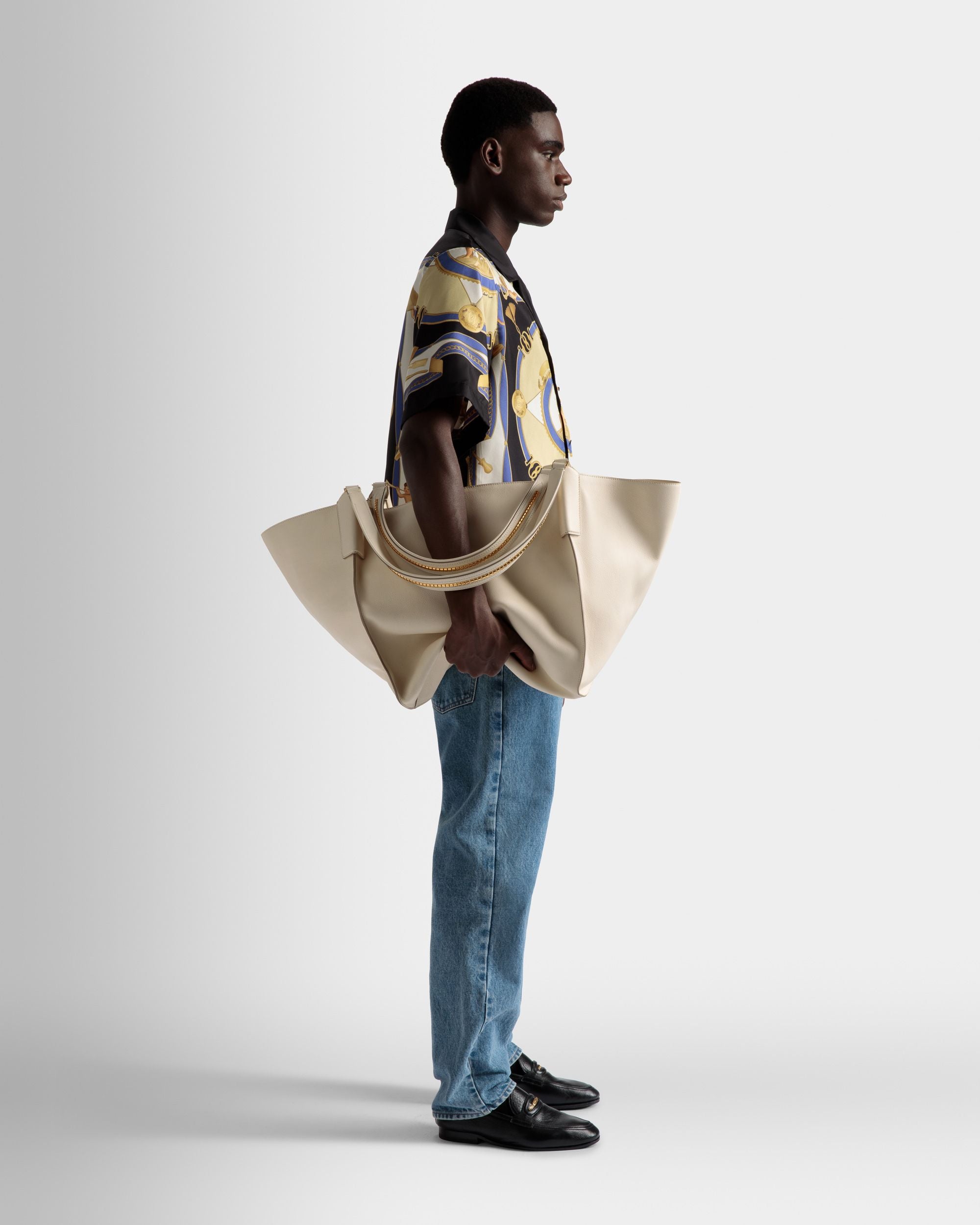 Arkle Extra Large ショッパーバッグ ボーンホワイト レザー - 男性 - Bally - 02