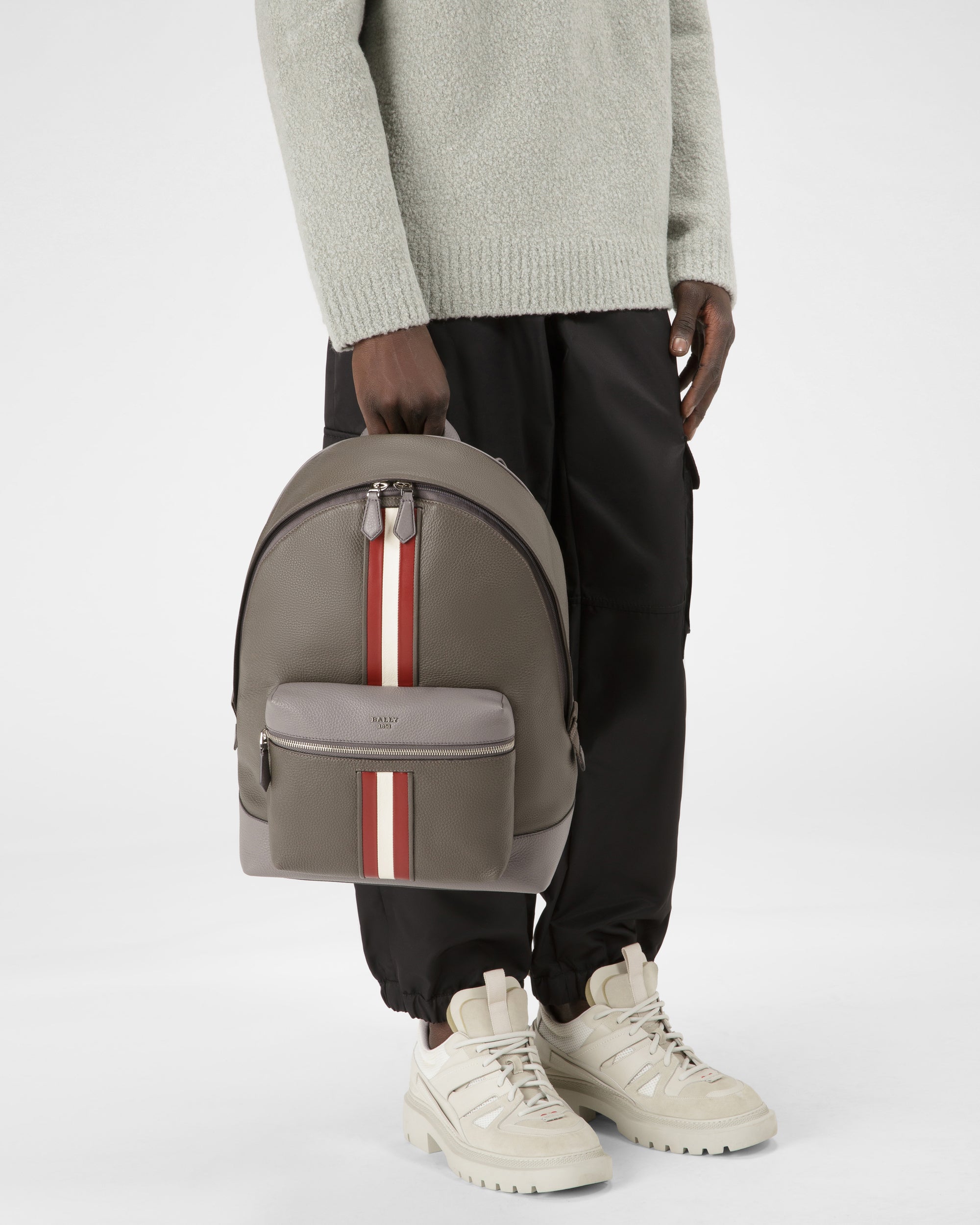 Harper アーミーグリーン レザー バックパック - 男性 - Bally - 02