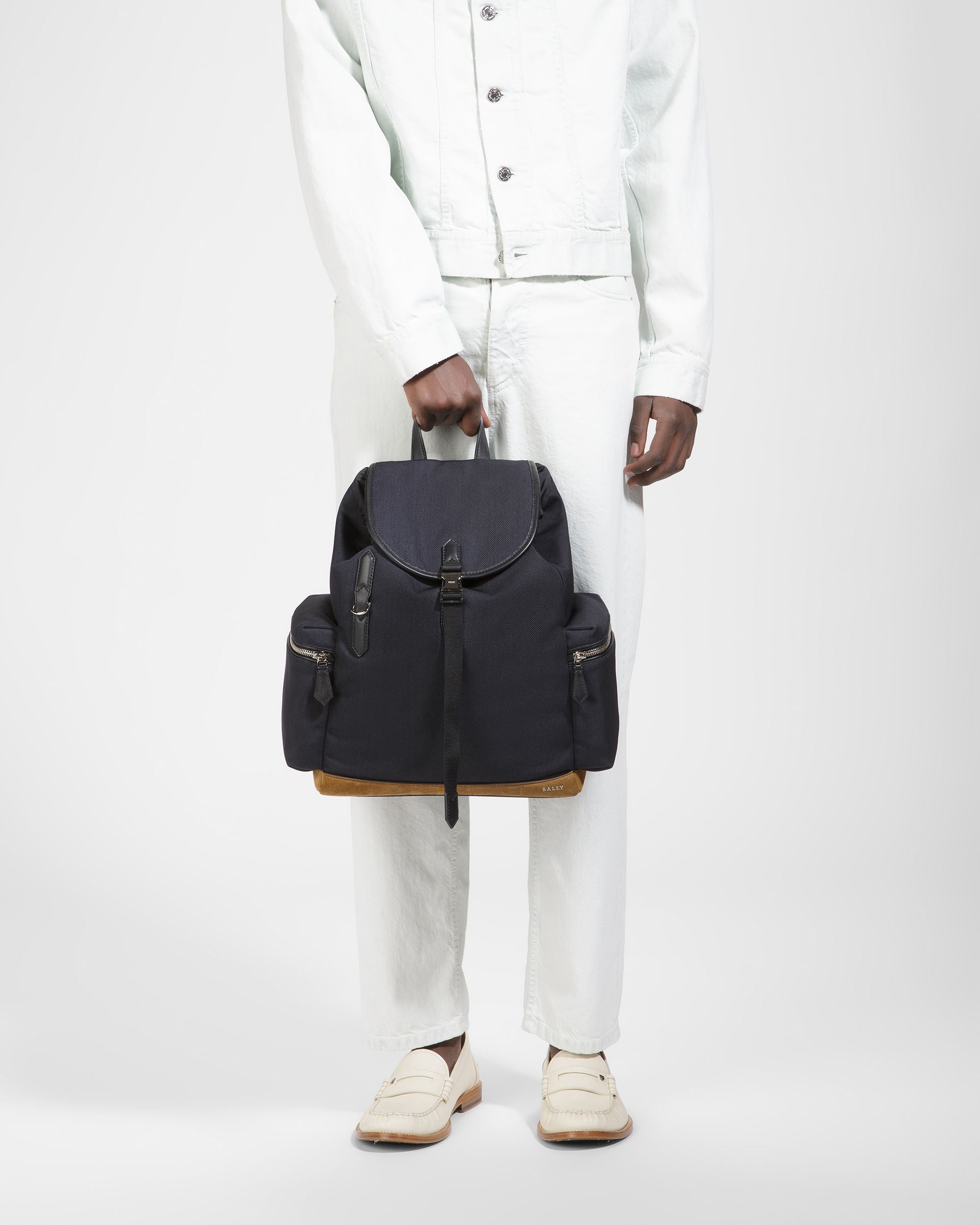 Cliford Small ミッドナイト レザー＆ナイロン バックパック - 男性 - Bally - 02