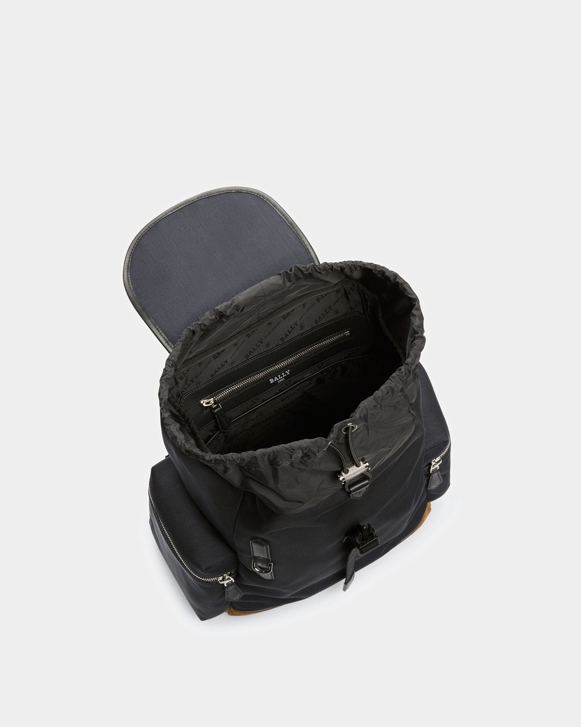 Cliford Small ミッドナイト レザー＆ナイロン バックパック - 男性 - Bally - 04