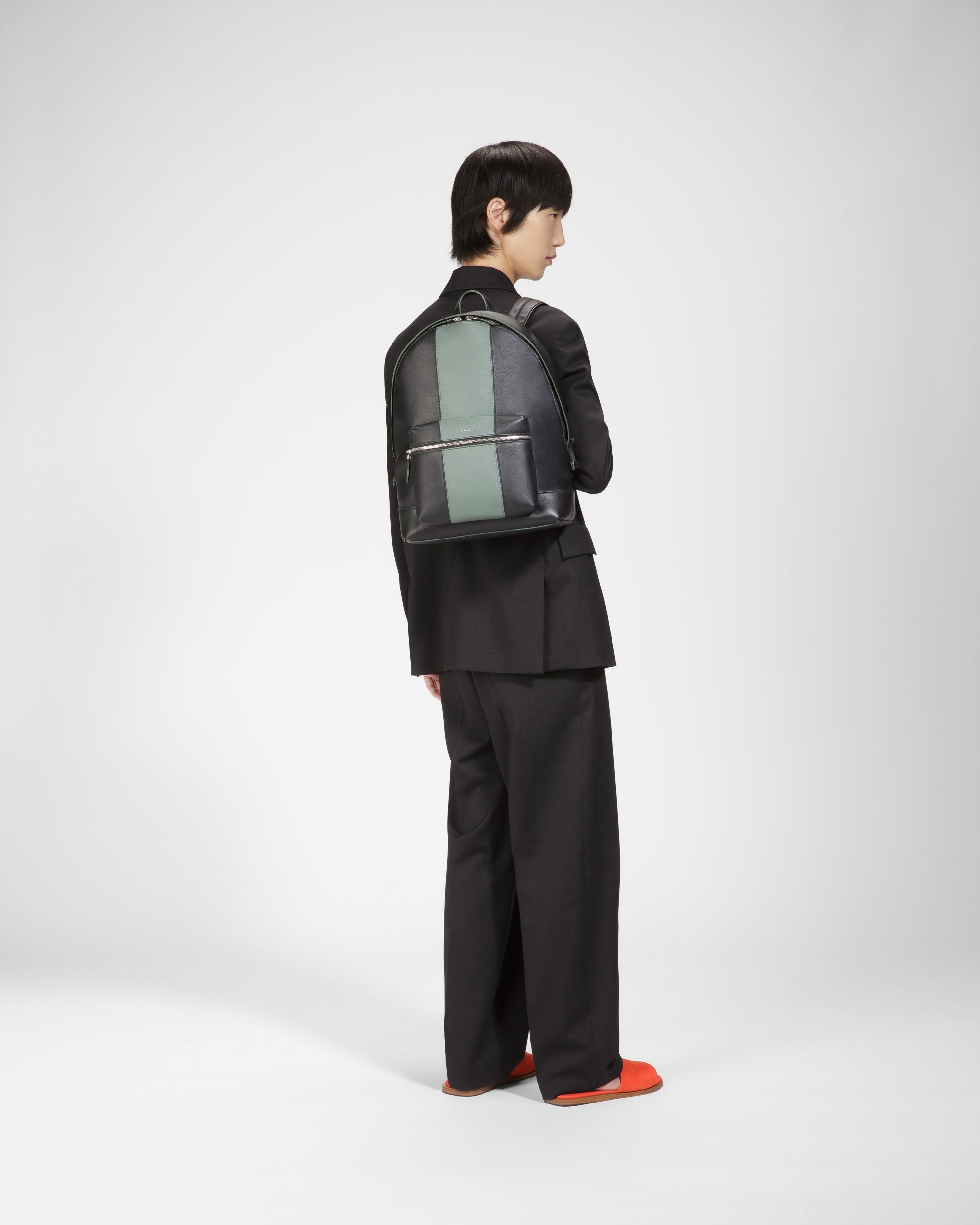 Harper ブラック＆グリーン レザー バックパック - 男性 - Bally - 07
