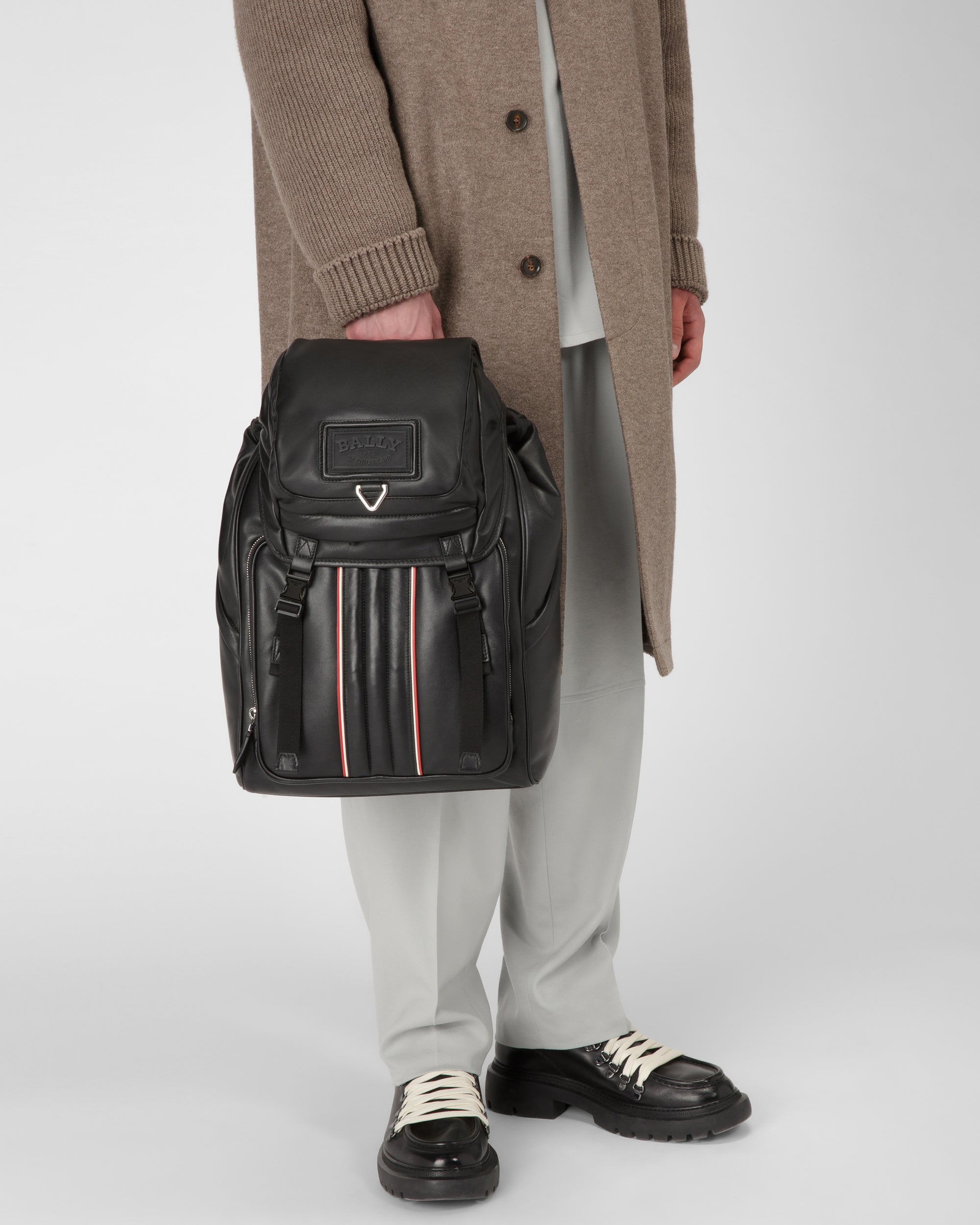 Athor ブラック レザー バックパック - 男性 - Bally - 02