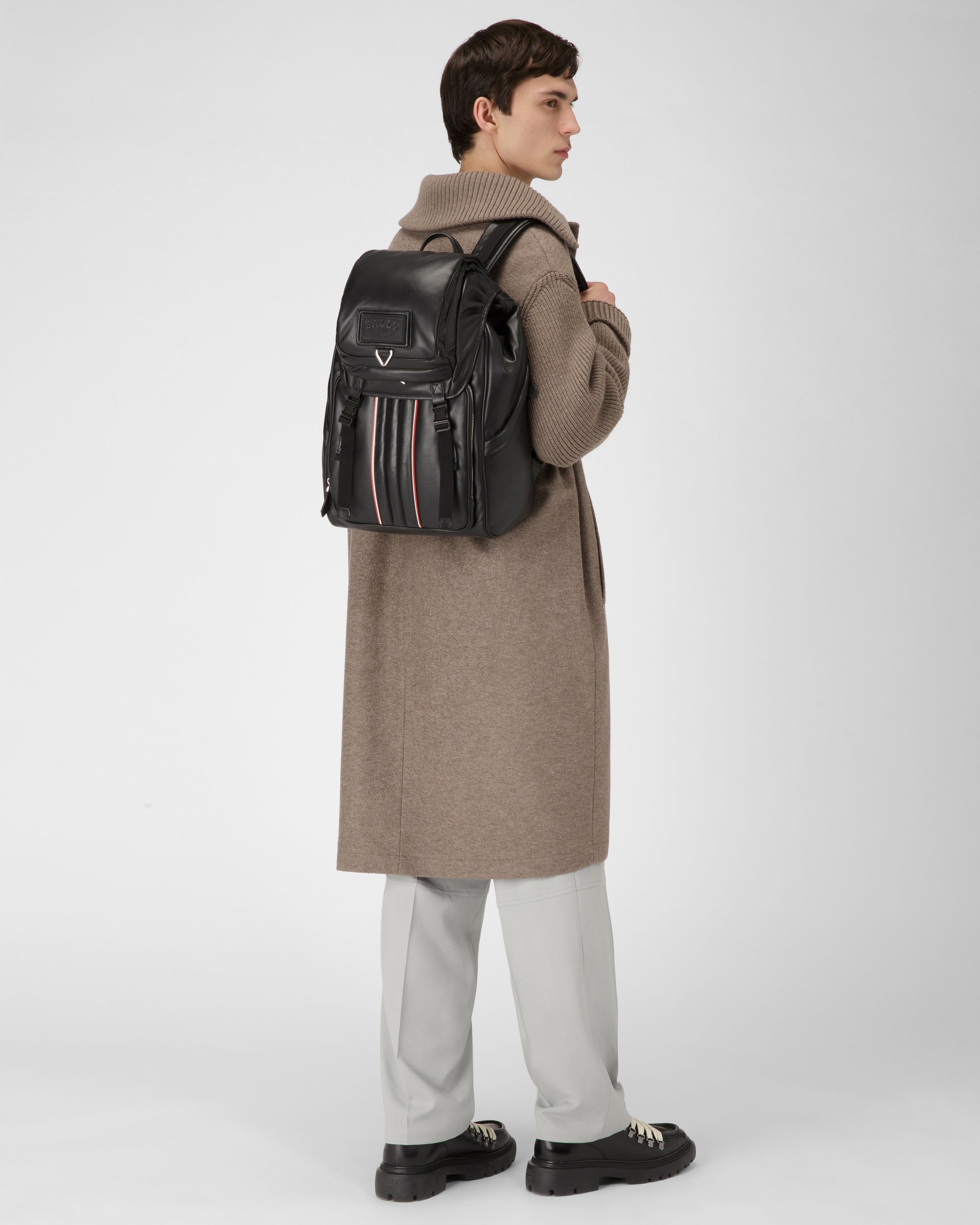 Athor ブラック レザー バックパック - 男性 - Bally - 06