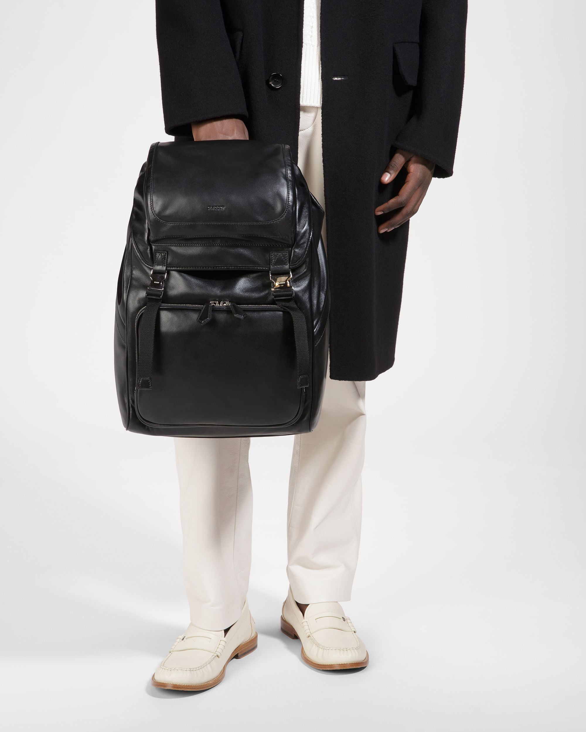 Athor ブラック レザー バックパック - 男性 - Bally - 02