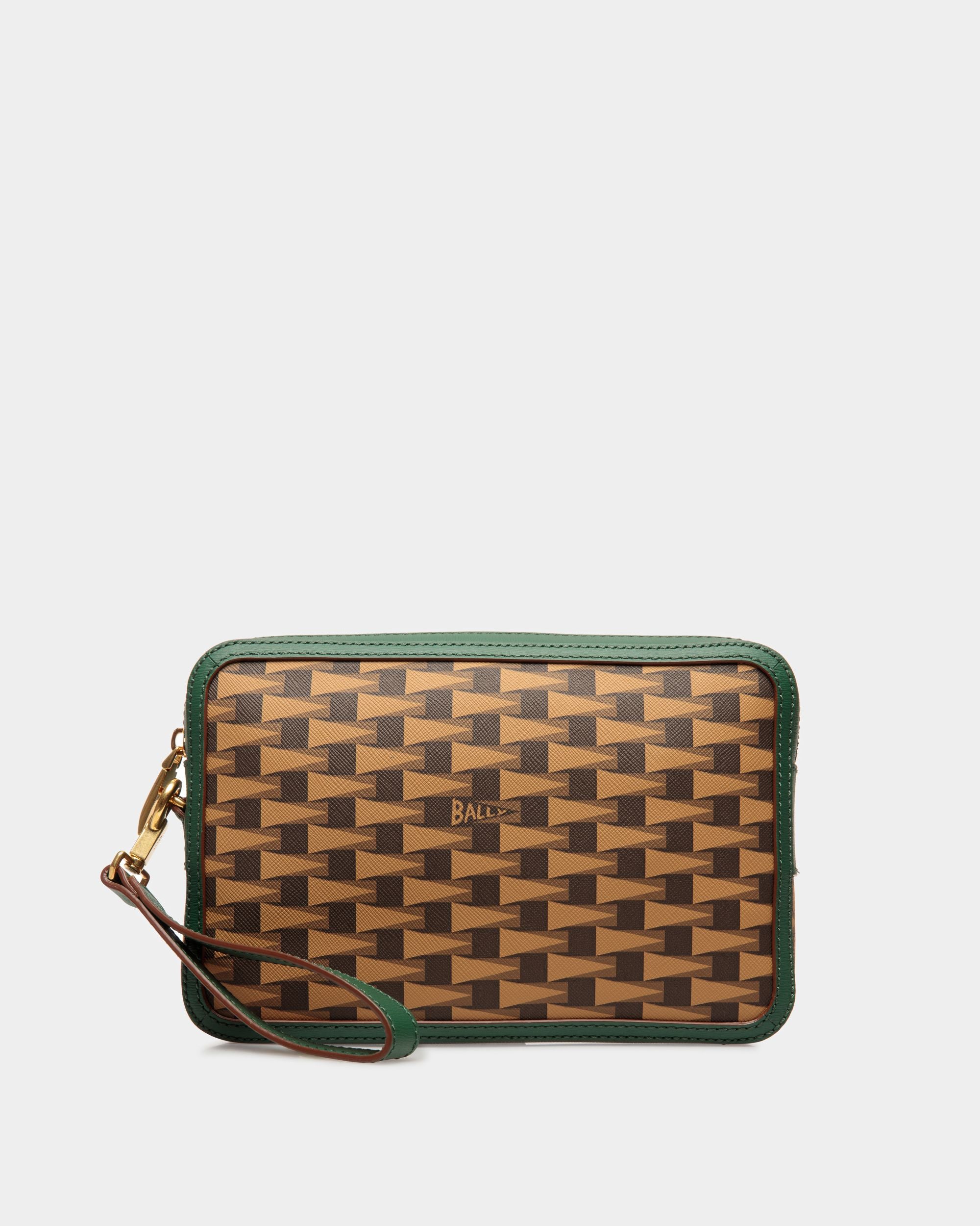 Pennant クラッチ デザートブラウン＆ケリーグリーン レザー＆TPU - 男性 - Bally - 01