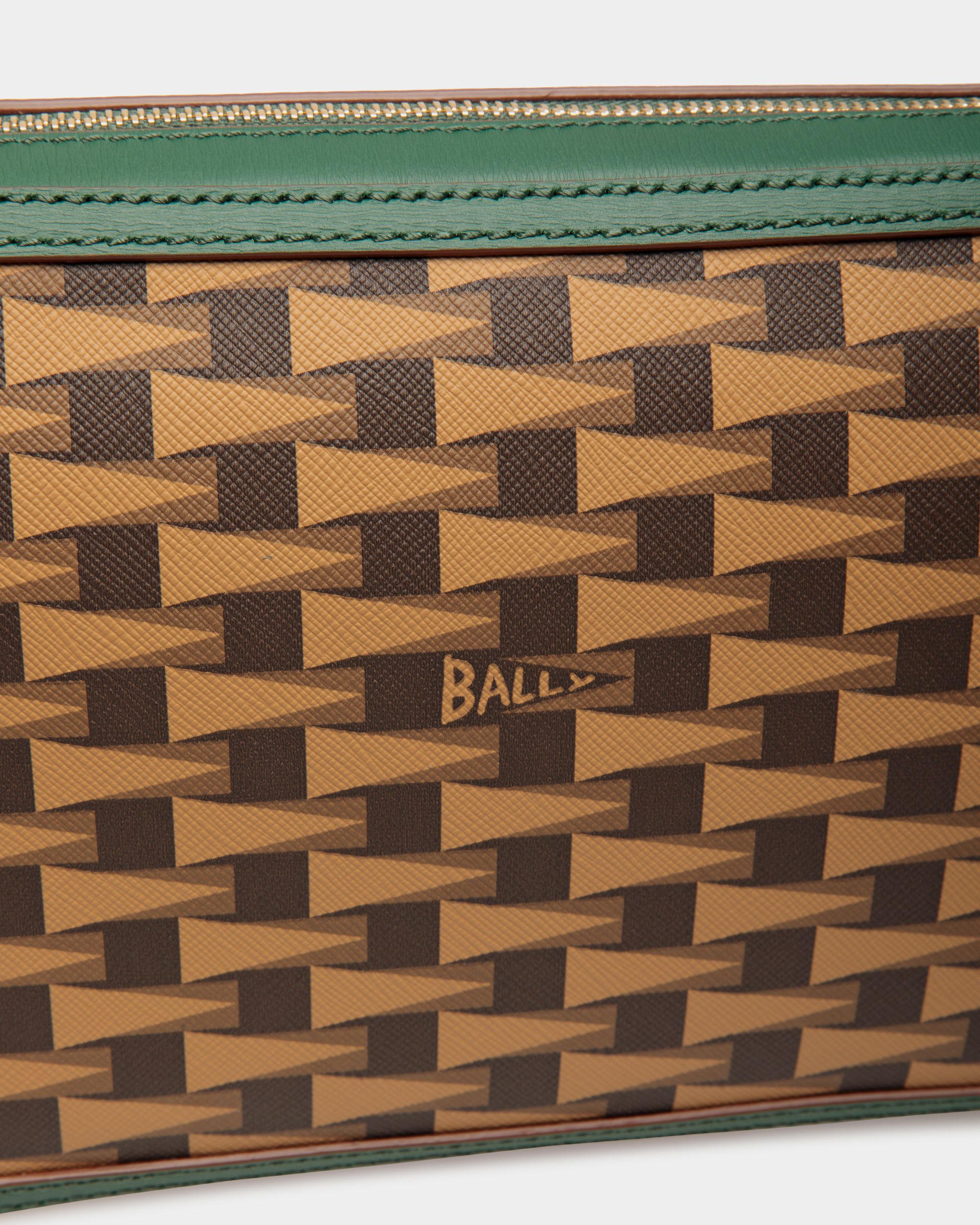 Pennant クラッチ デザートブラウン＆ケリーグリーン レザー＆TPU - 男性 - Bally - 04