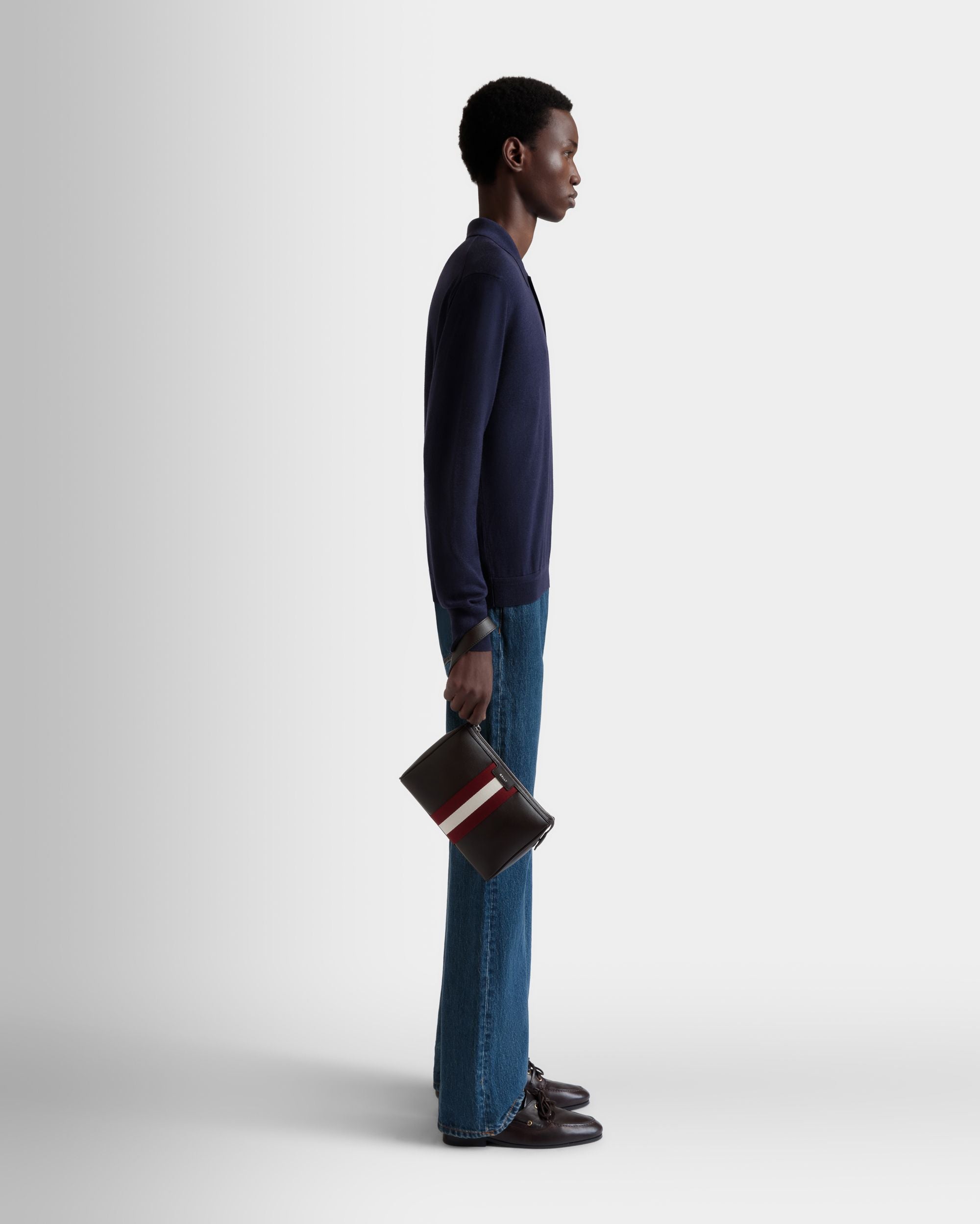 Code ポーチ エバノブラウン レザー - 男性 - Bally - 02