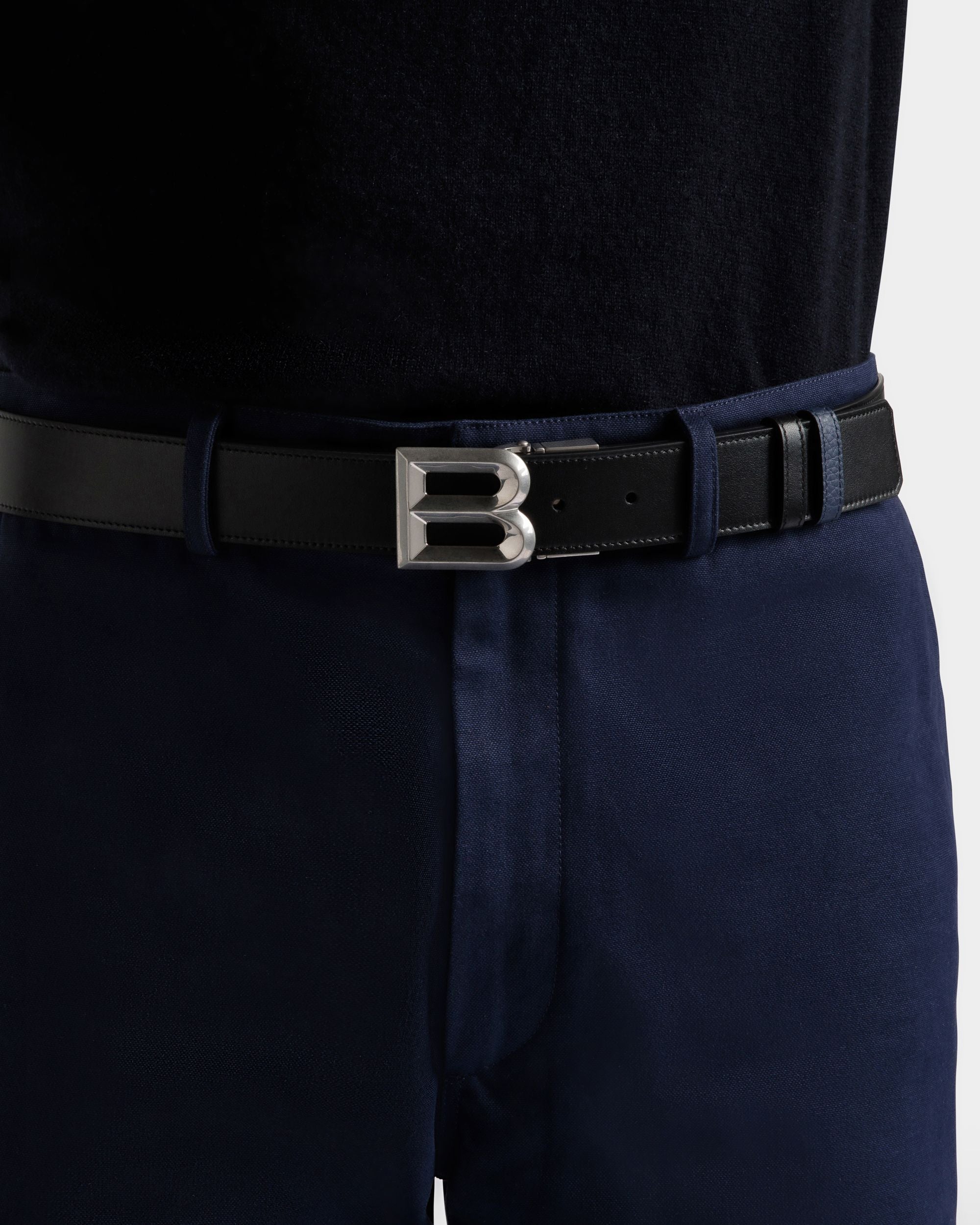 B Bold 35mm リバーシブル＆アジャスタブル ベルト ブラック＆マリンブルー レザー - 男性 - Bally - 03