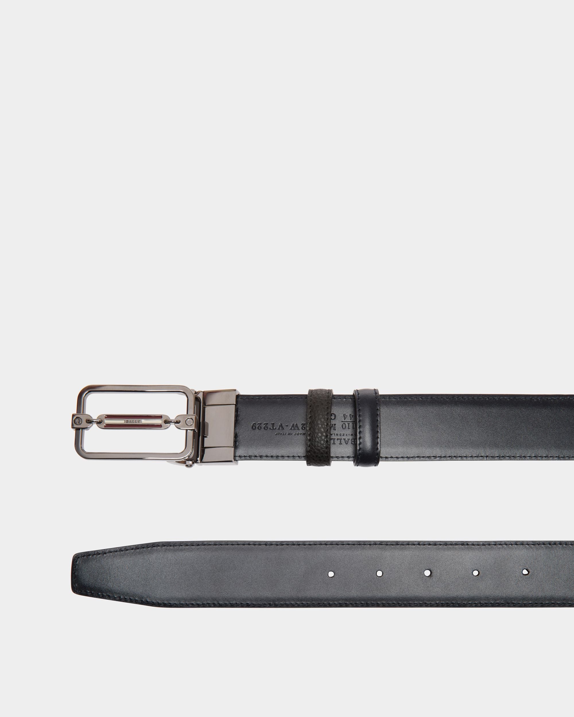 Adjustable-Reversible Belt In Black Bovine Split - 男性 - Bally - 02