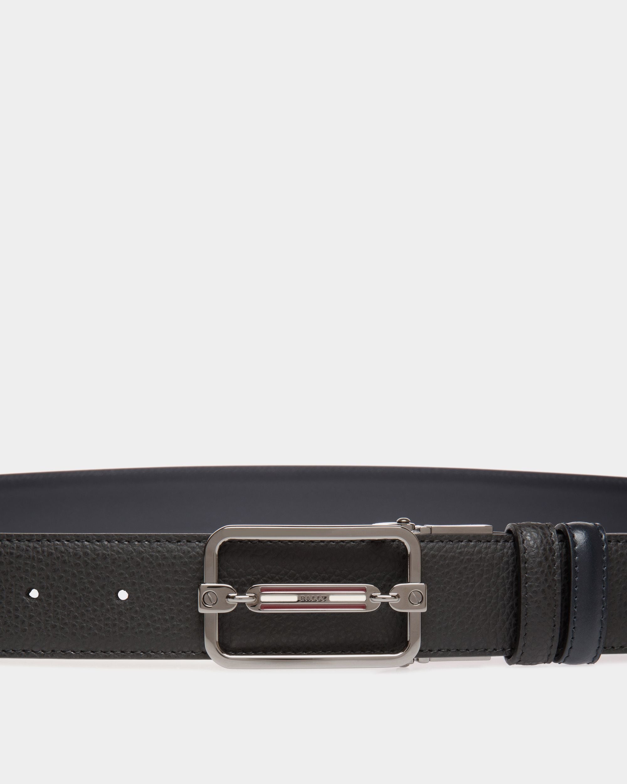Adjustable-Reversible Belt In Black Bovine Split - 男性 - Bally - 03