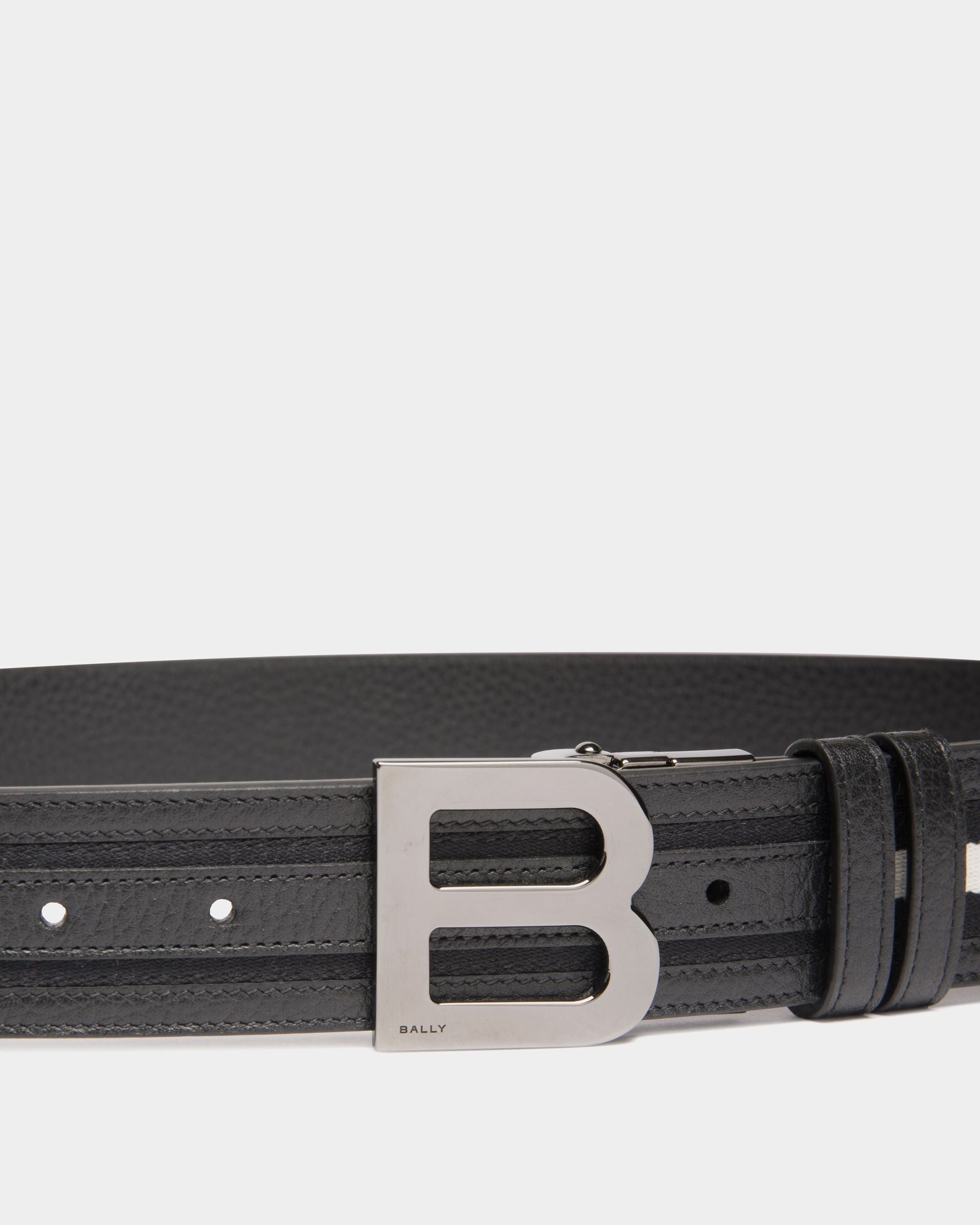 B Logo 35mm リバーシブル ベルト ブラック＆ホワイト ファブリック＆レザー - 男性 - Bally - 04