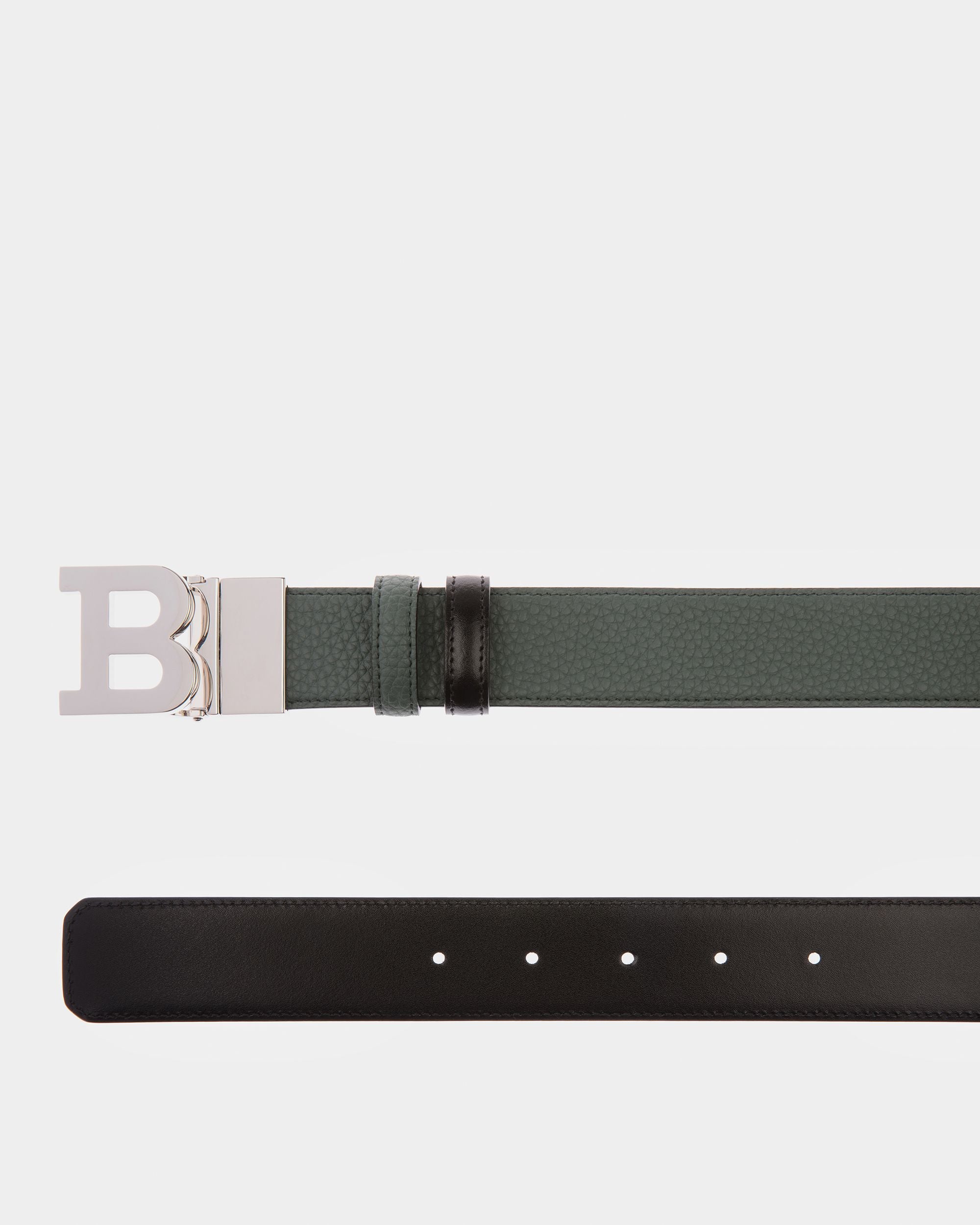 Bバックル セージ＆ブラック レザーベルト - 男性 - Bally - 03