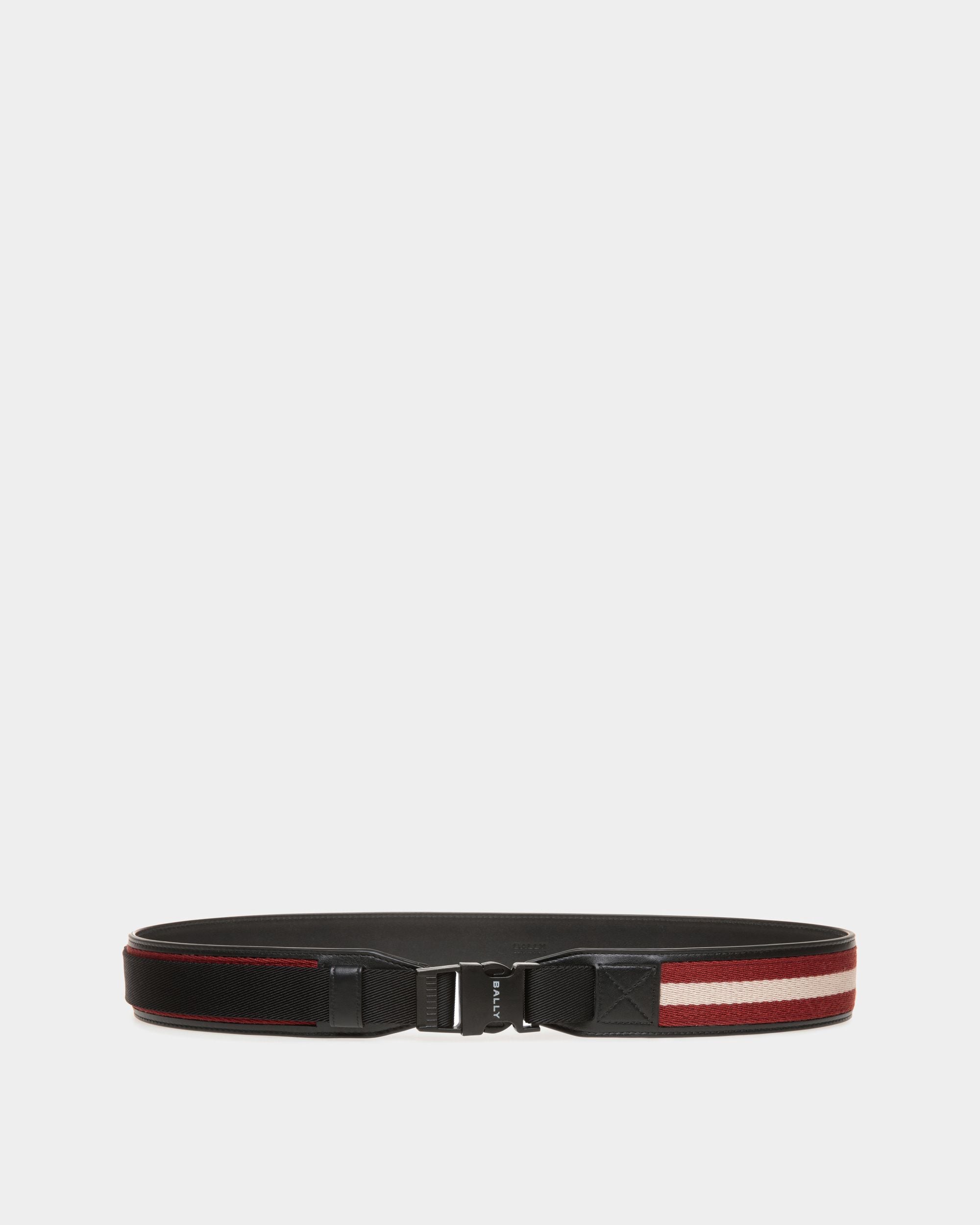 Tobyn 40mm ベルト レッド／ホワイト／ブラック ファブリック＆レザー - 男性 - Bally - 01