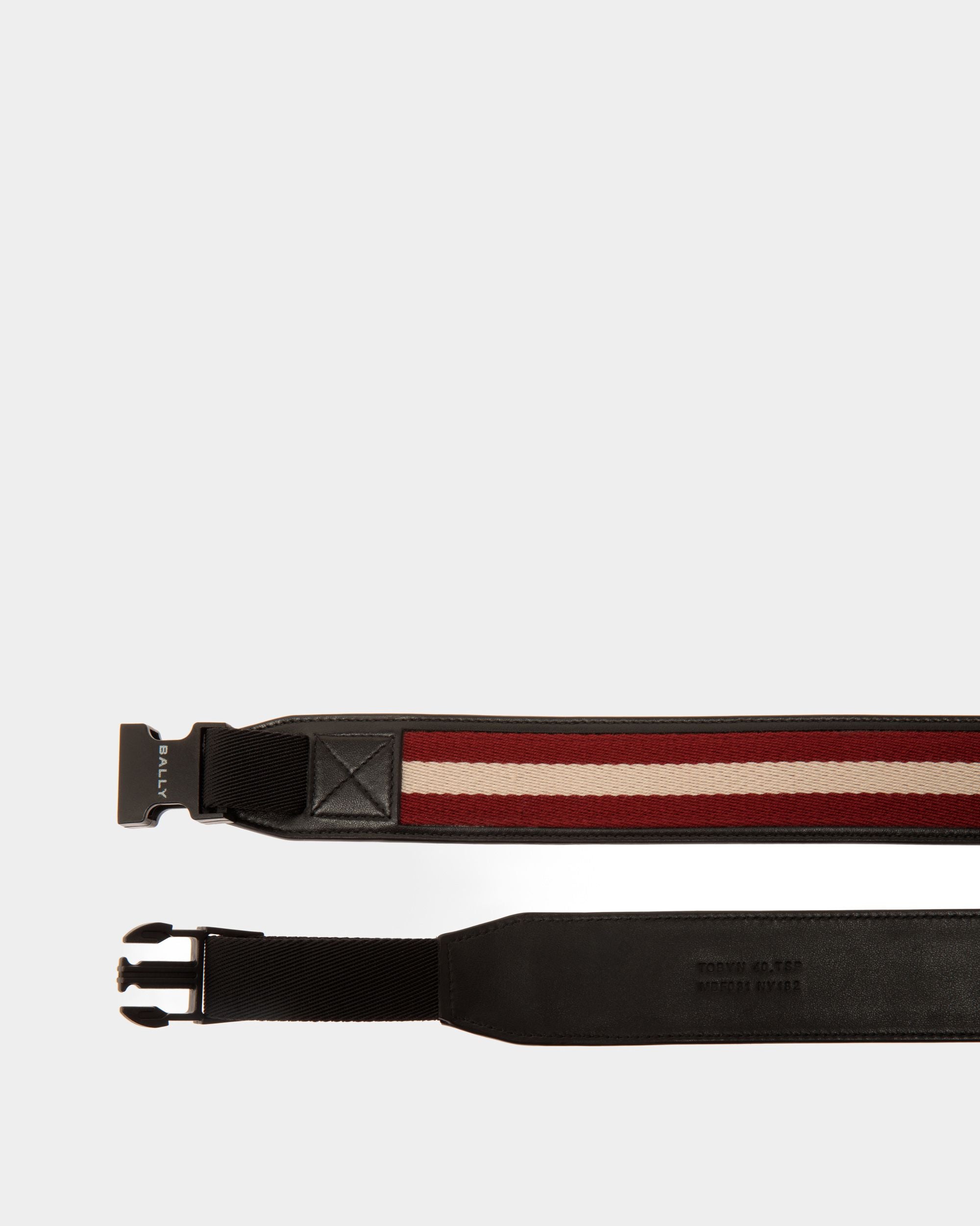 Tobyn 40mm ベルト レッド／ホワイト／ブラック ファブリック＆レザー - 男性 - Bally - 02