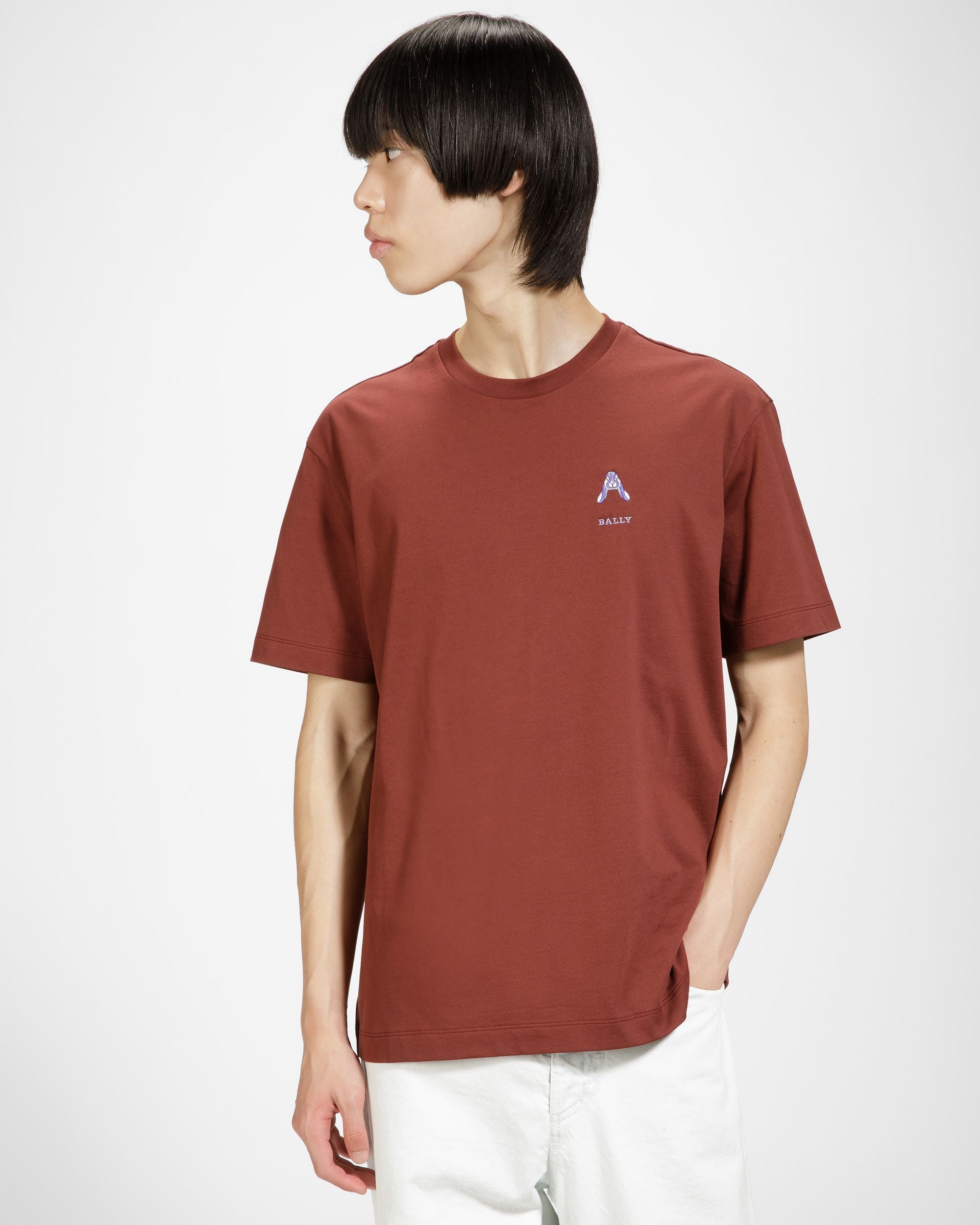 ラビット ロゴエンブロイダリー Tシャツ ヘリテージレッド コットン Tシャツ - 男性 - Bally - 01