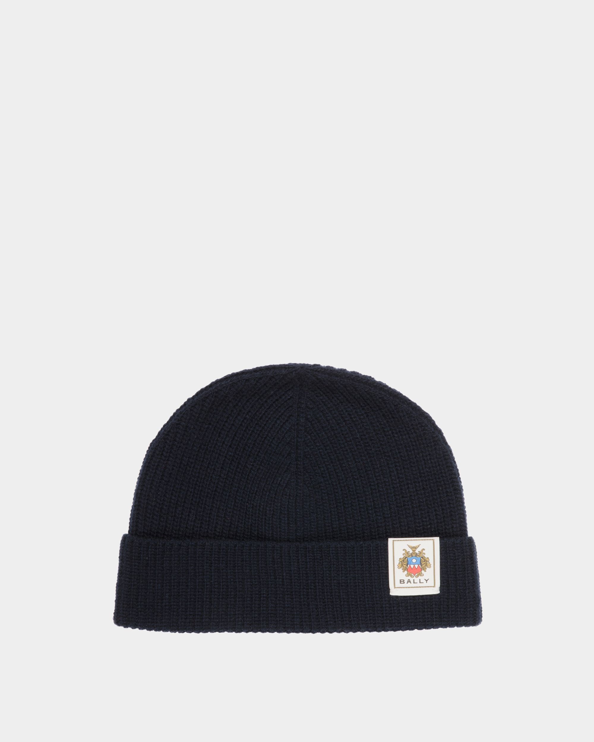 ビーニー Ballyクレストロゴ Navy Blue ウール - 男性 - Bally - 01
