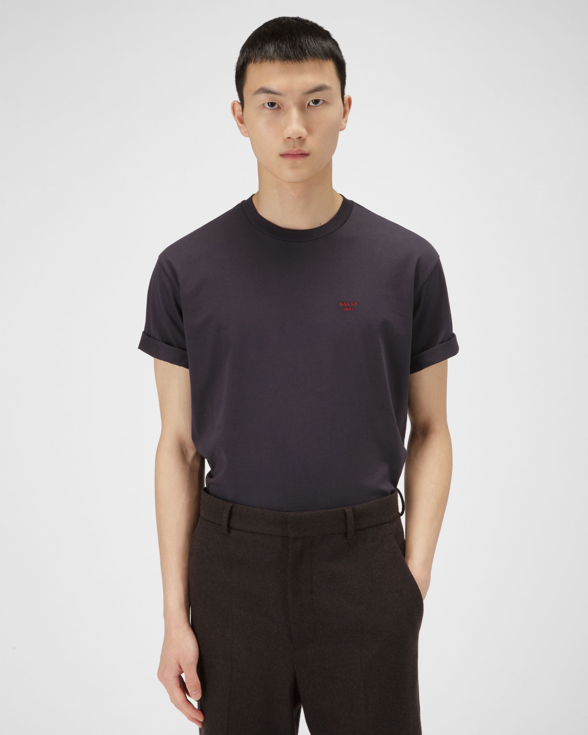ネイビー オーガニックコットン Tシャツ - 男性 - Bally - 01