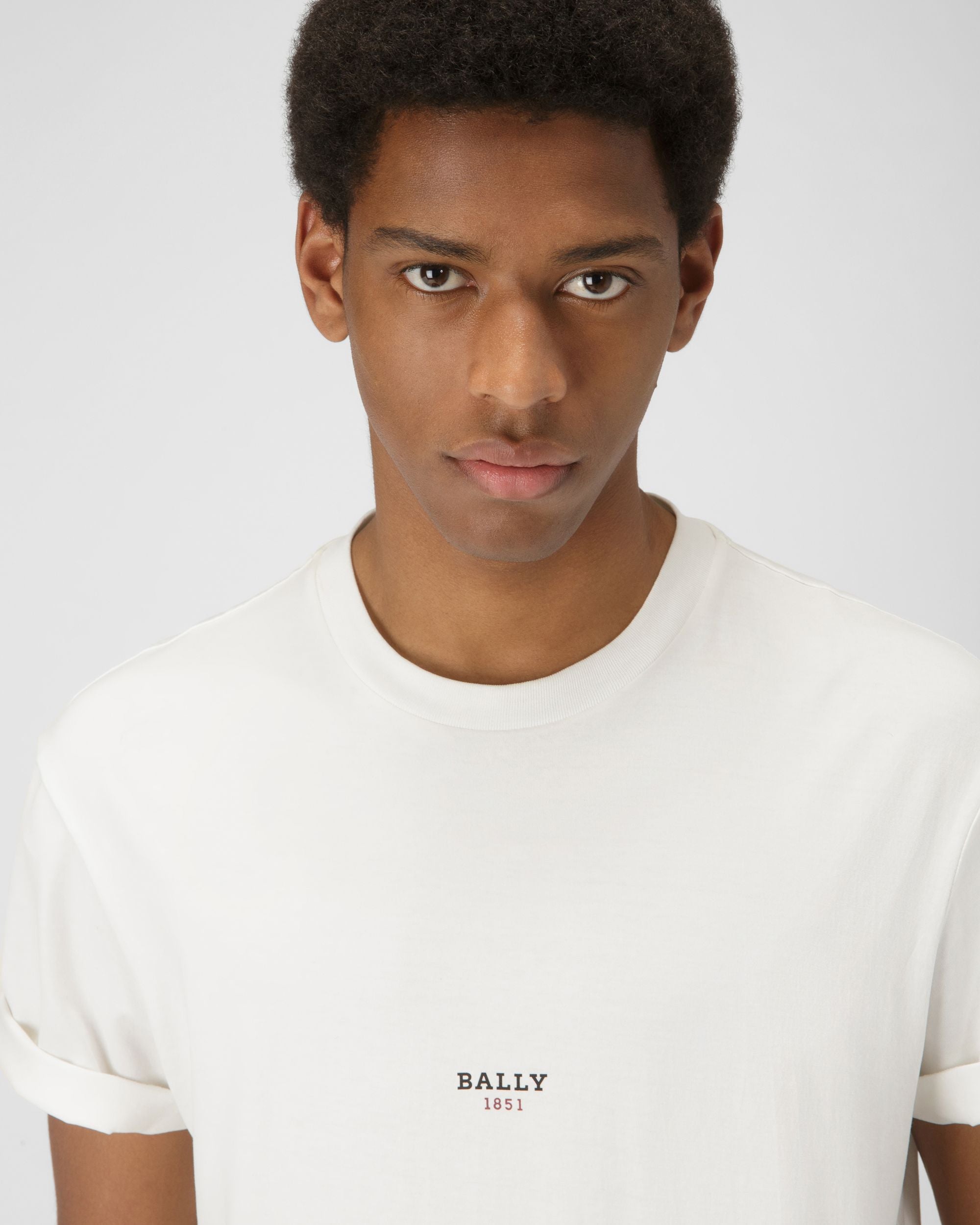 スモールロゴ Tシャツ ボーンホワイト オーガニックコットン Tシャツ - 男性 - Bally - 02