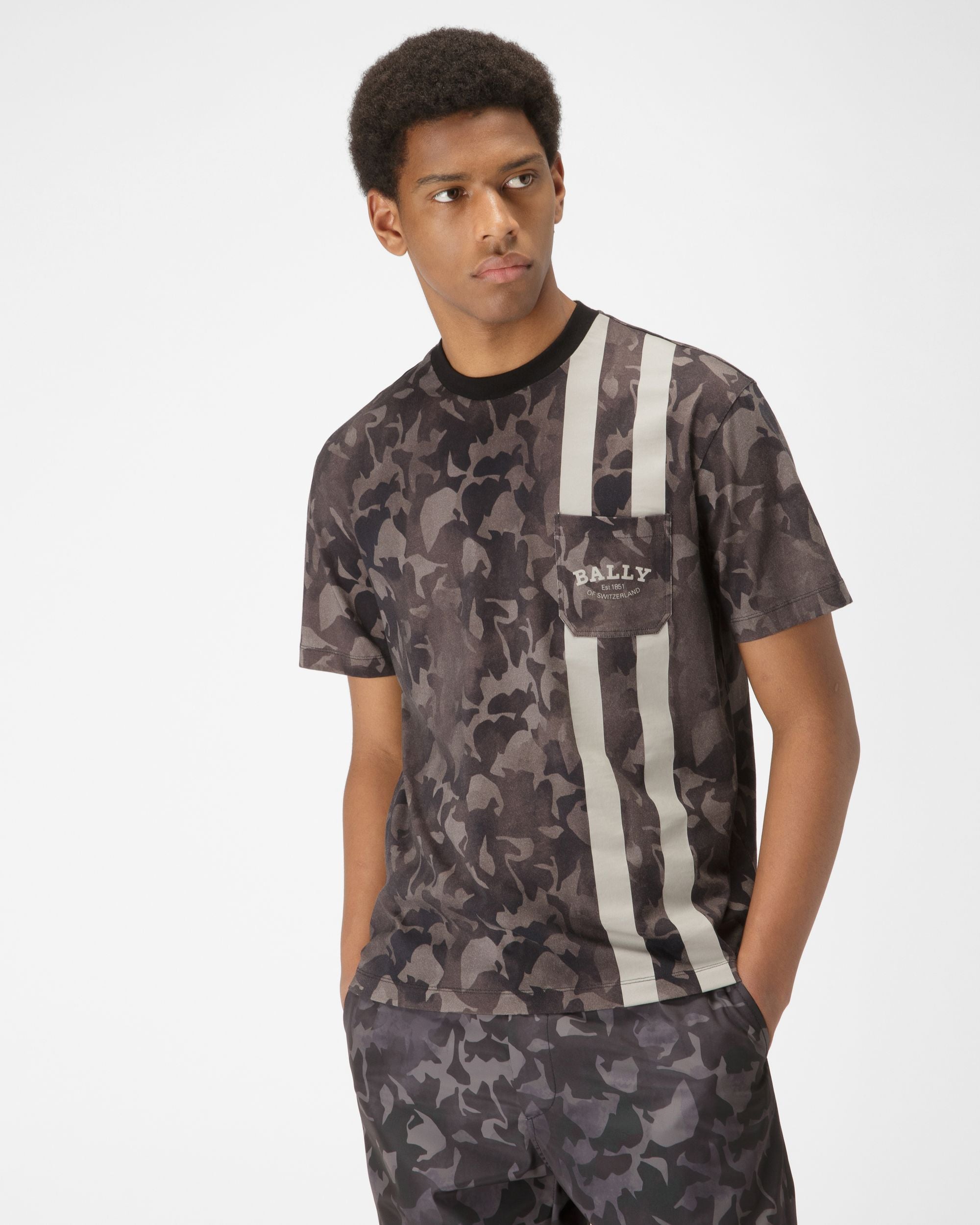 ブラック オーガニックコットン Tシャツ - 男性 - Bally - 01