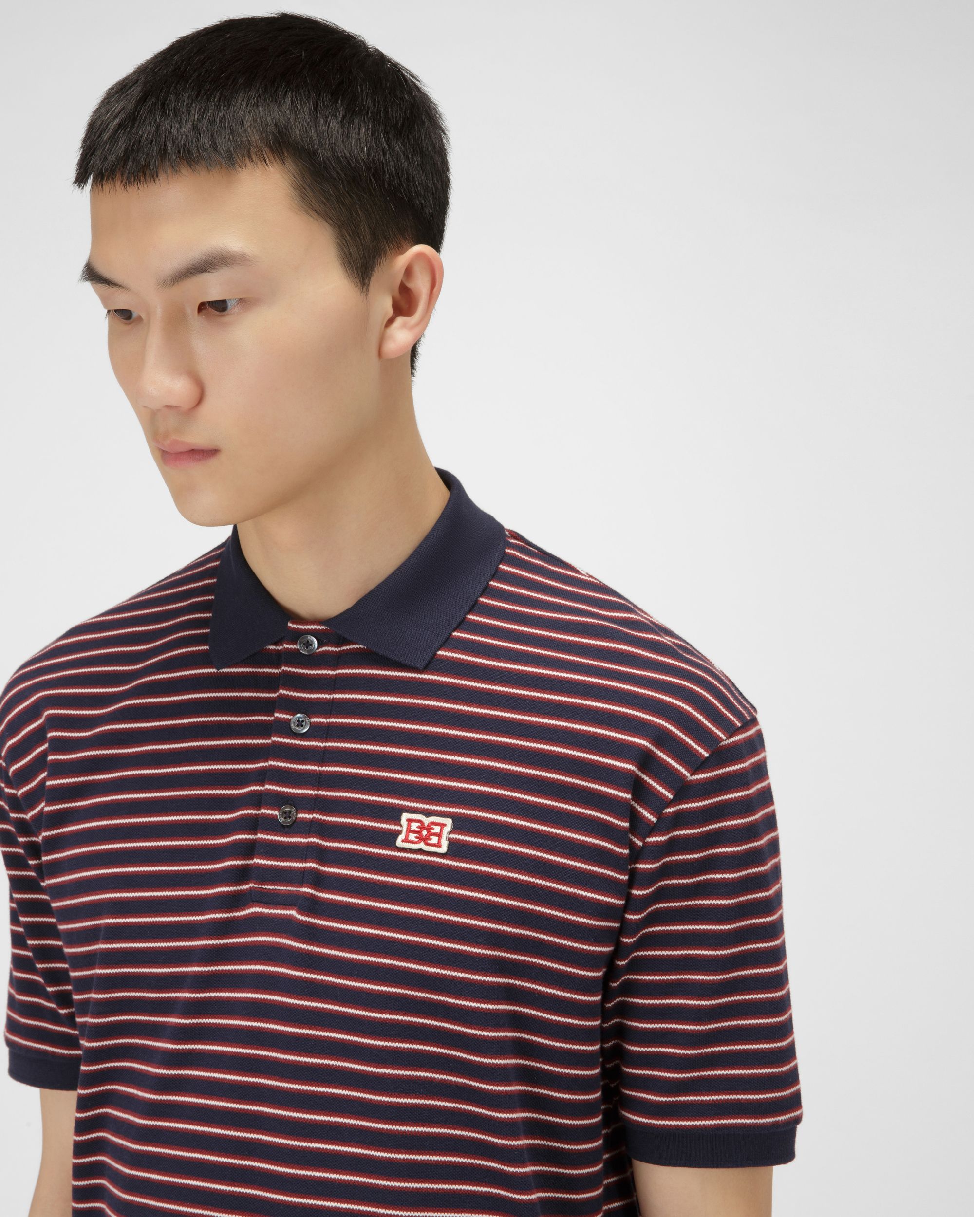 ボーダー ポロシャツ ネイビー コットン ポロシャツ - 男性 - Bally - 04