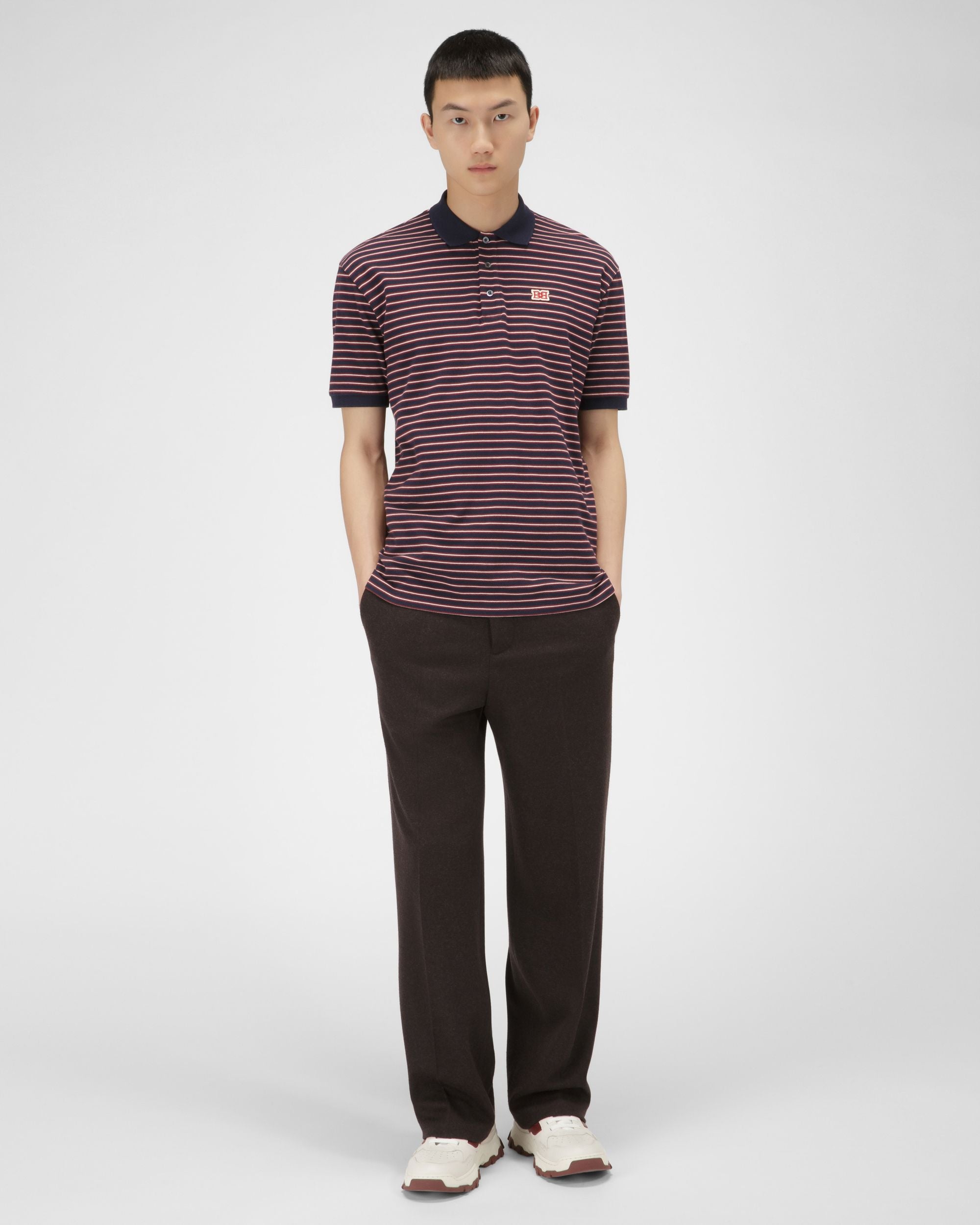 ボーダー ポロシャツ ネイビー コットン ポロシャツ - 男性 - Bally - 05