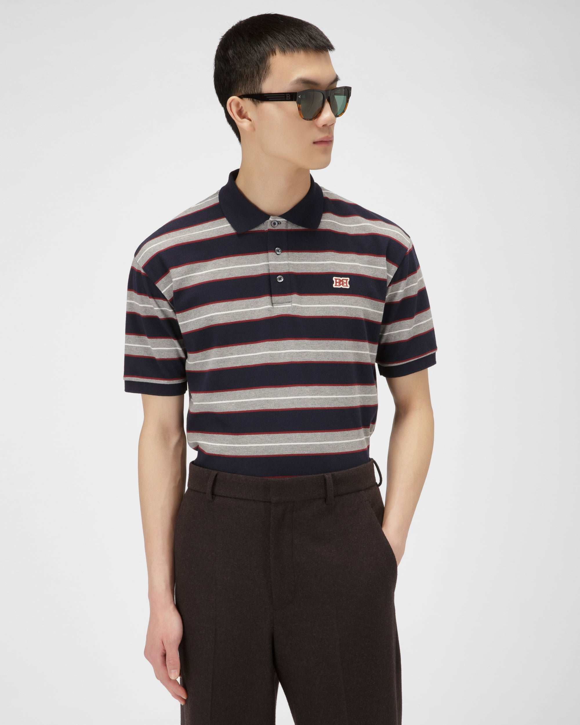 ボーダー ポロシャツ ネイビー コットン ポロシャツ - 男性 - Bally - 03