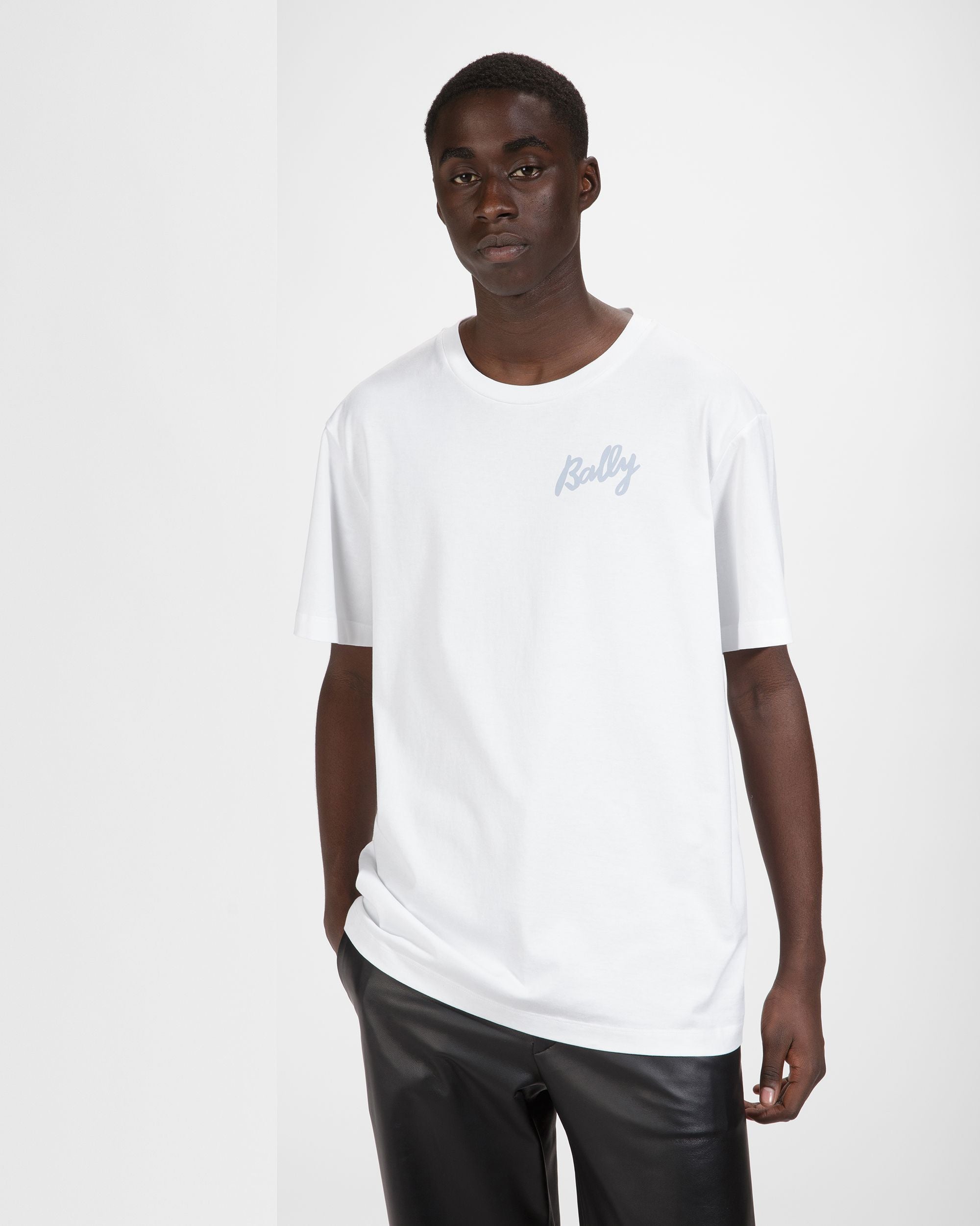 ホワイト＆ライトブルー コットン Tシャツ - 男性 - Bally - 03