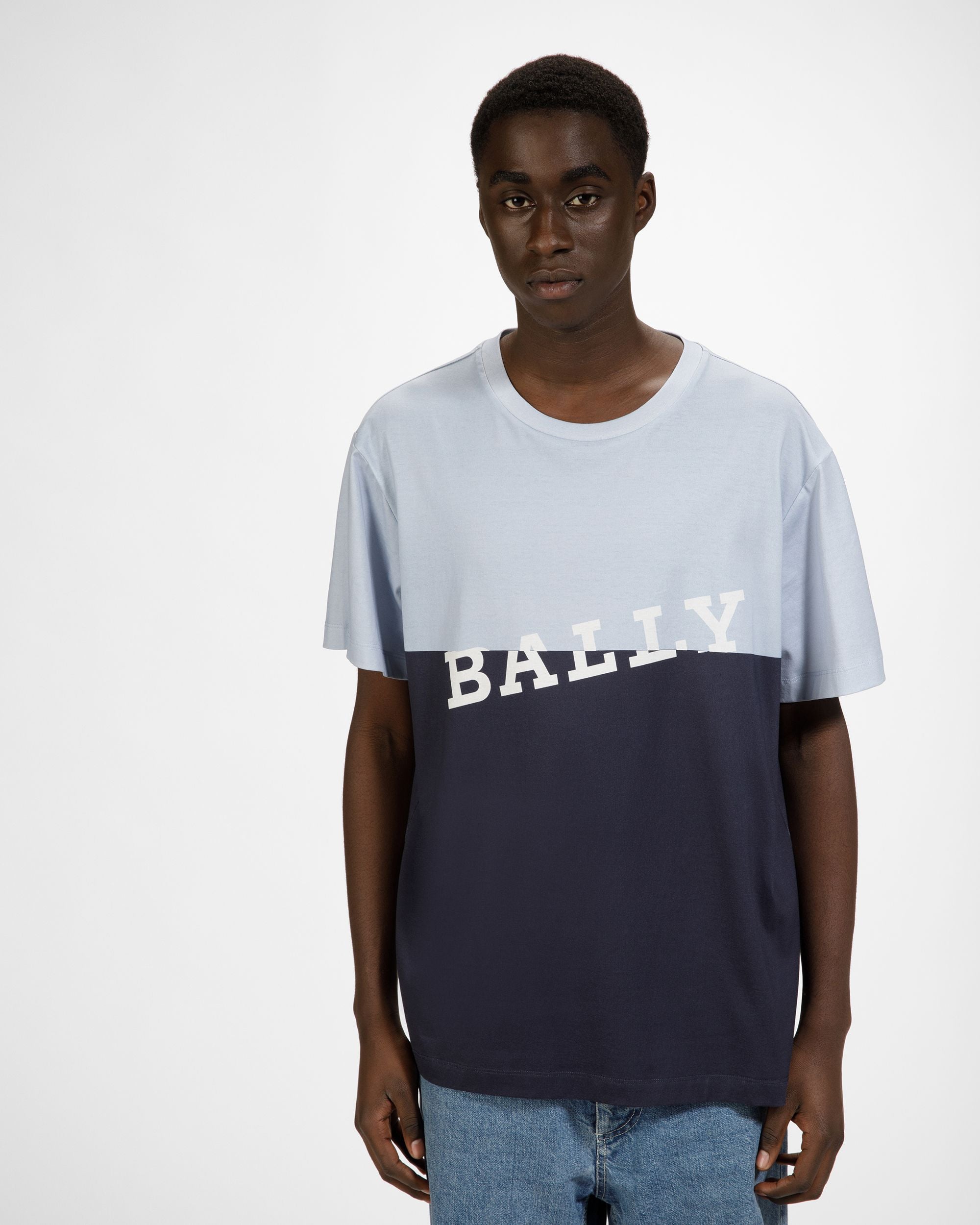 ライトブルー＆ミッドナイトブルー コットン Tシャツ - 男性 - Bally - 03