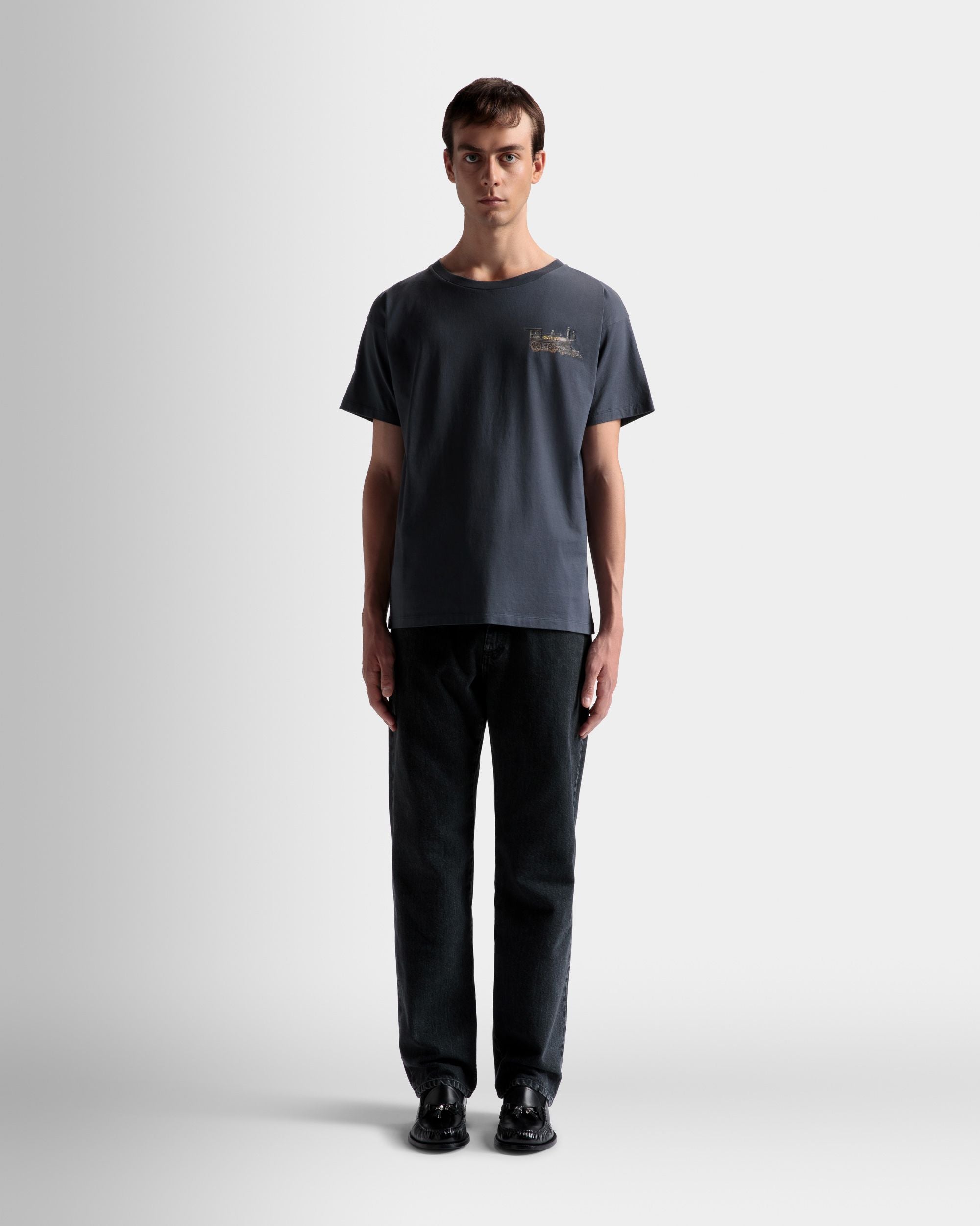 トレイン モチーフ Tシャツ ストーングレー コットン - 男性 - Bally - 02