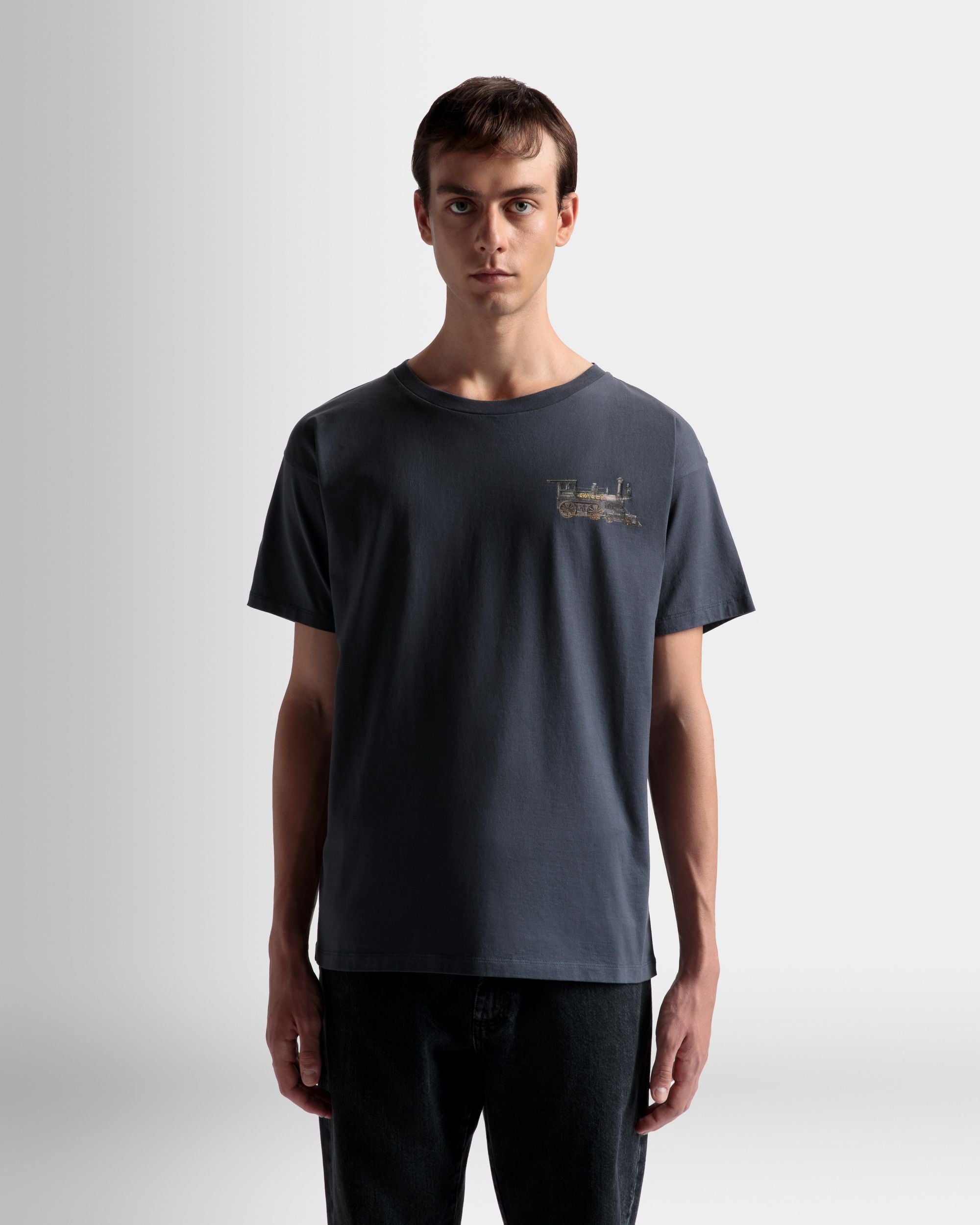 トレイン モチーフ Tシャツ ストーングレー コットン - 男性 - Bally - 03