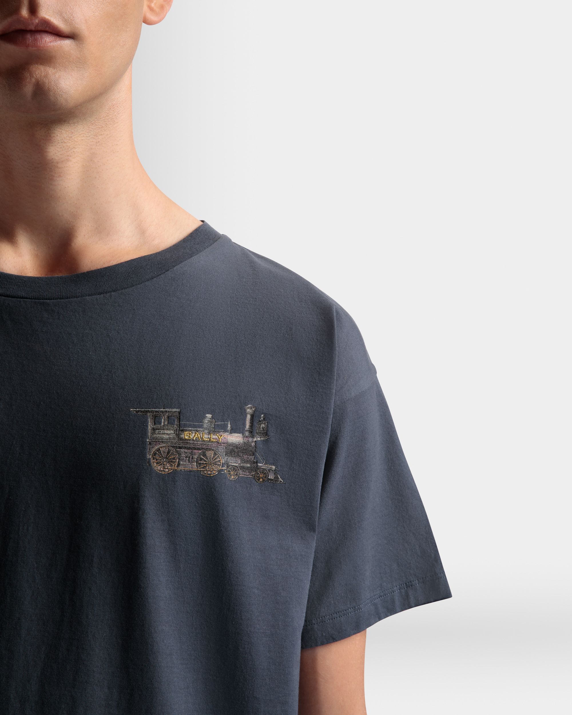 トレイン モチーフ Tシャツ ストーングレー コットン - 男性 - Bally - 04
