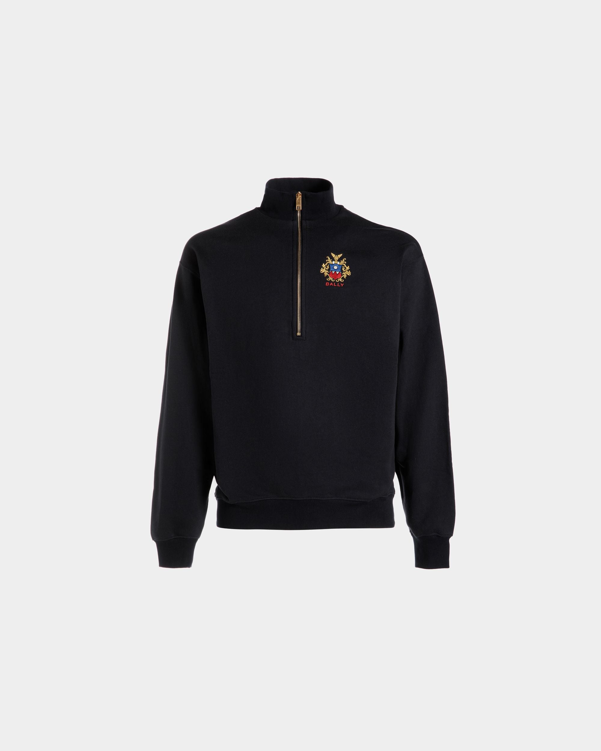 ハーフジップ スウェットシャツ Ballyクレストロゴ Navy Blue コットン - 男性 - Bally - 01