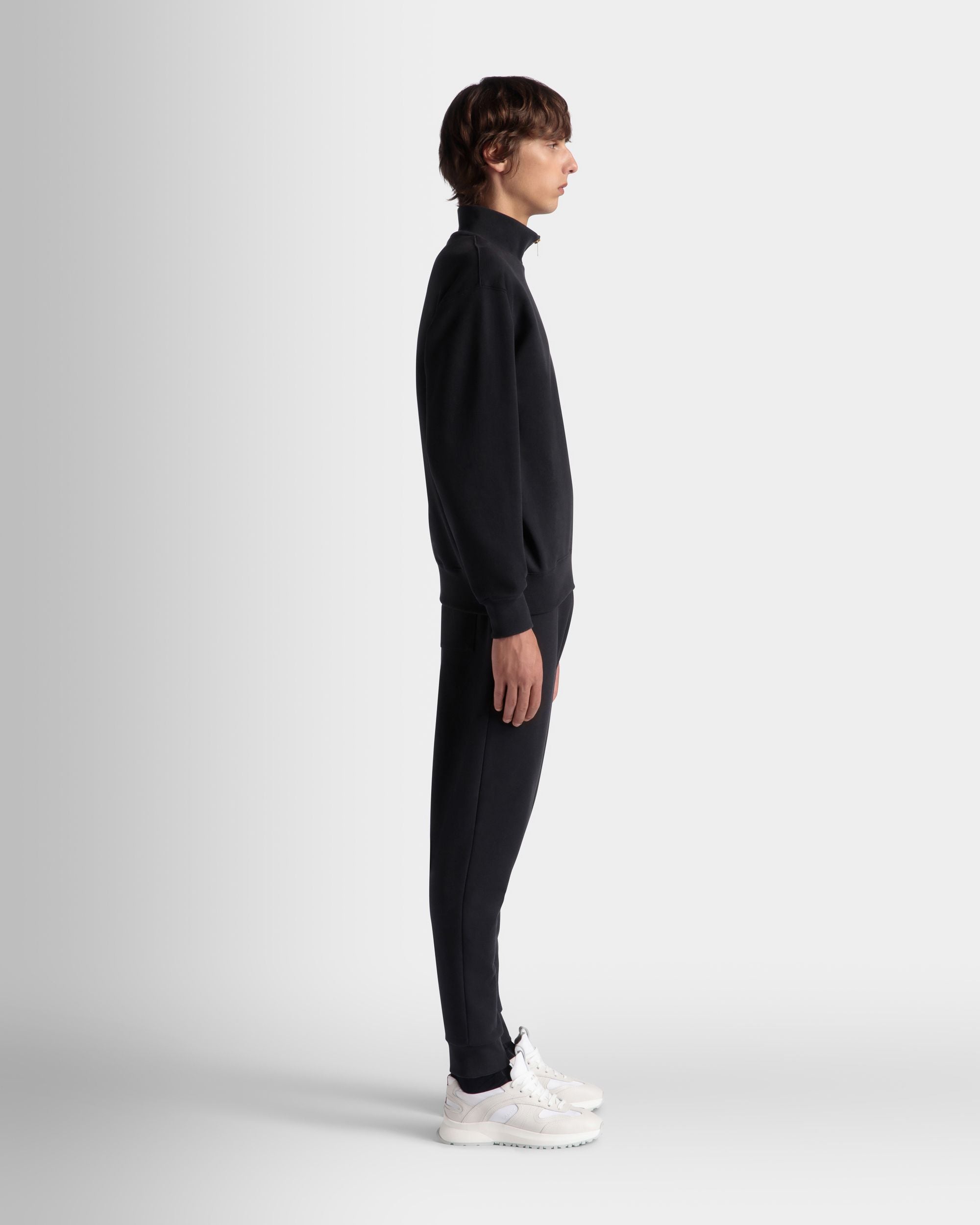 ハーフジップ スウェットシャツ Ballyクレストロゴ Navy Blue コットン - 男性 - Bally - 05