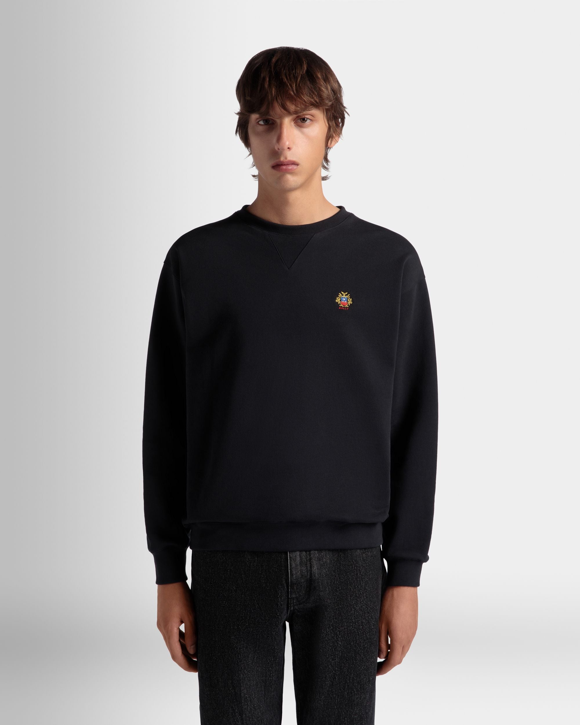 クルーネック スウェットシャツ Ballyクレストロゴ Navy Blue コットン - 男性 - Bally - 08