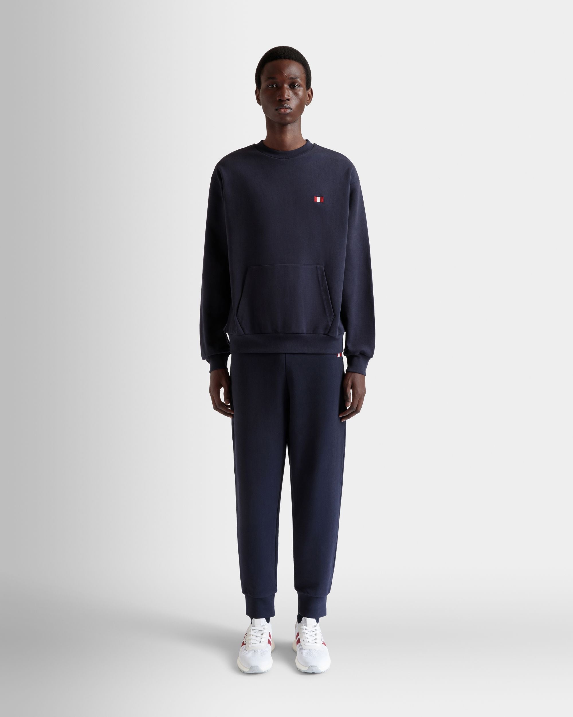 クルーネック スウェットシャツ Ballyフラッグ ネイビーブルー コットン - 男性 - Bally - 02