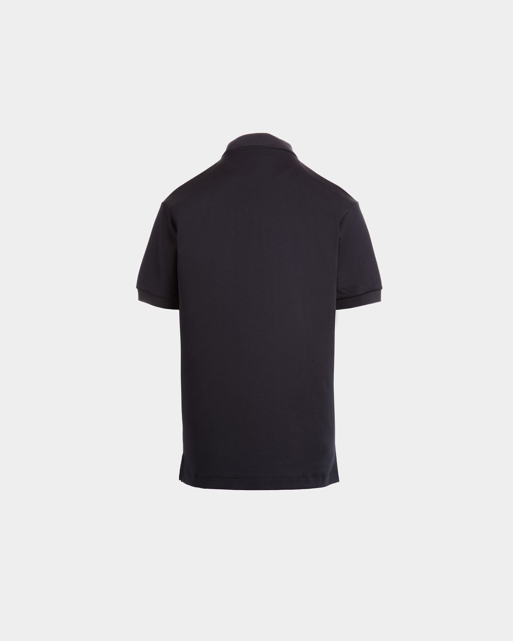 ショートスリーブ ポロシャツ Ballyクレストロゴ ネイビーブルー コットン＆シルクブレンド - 男性 - Bally - 08
