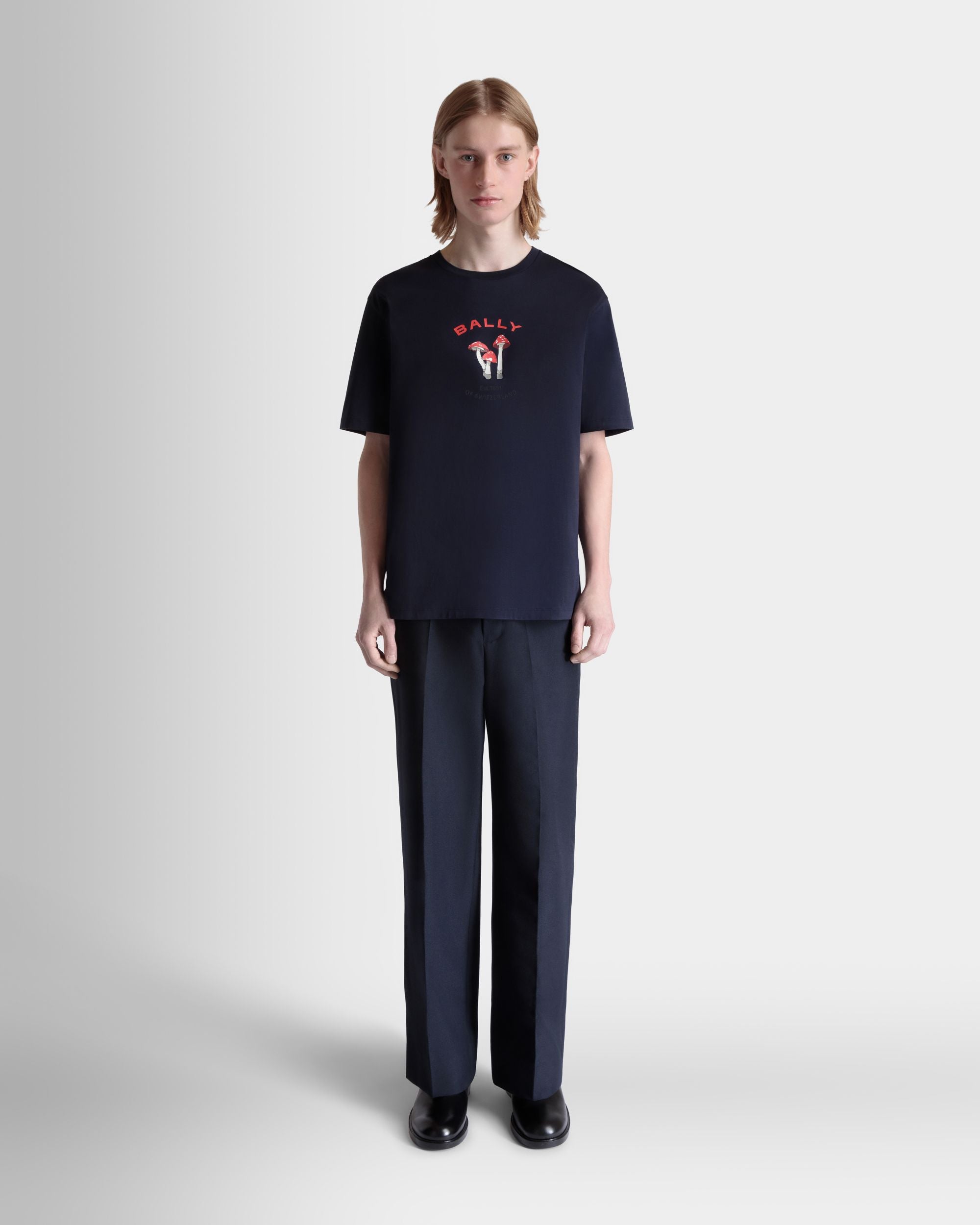 Tシャツ マッシュルームモチーフ ネイビーブルー コットン - 男性 - Bally - 02