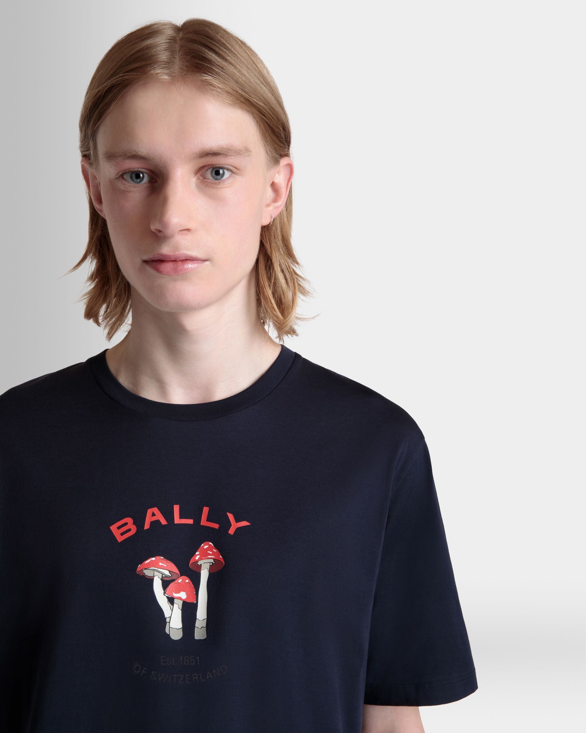 Tシャツ マッシュルームモチーフ ネイビーブルー コットン - 男性 - Bally - 03