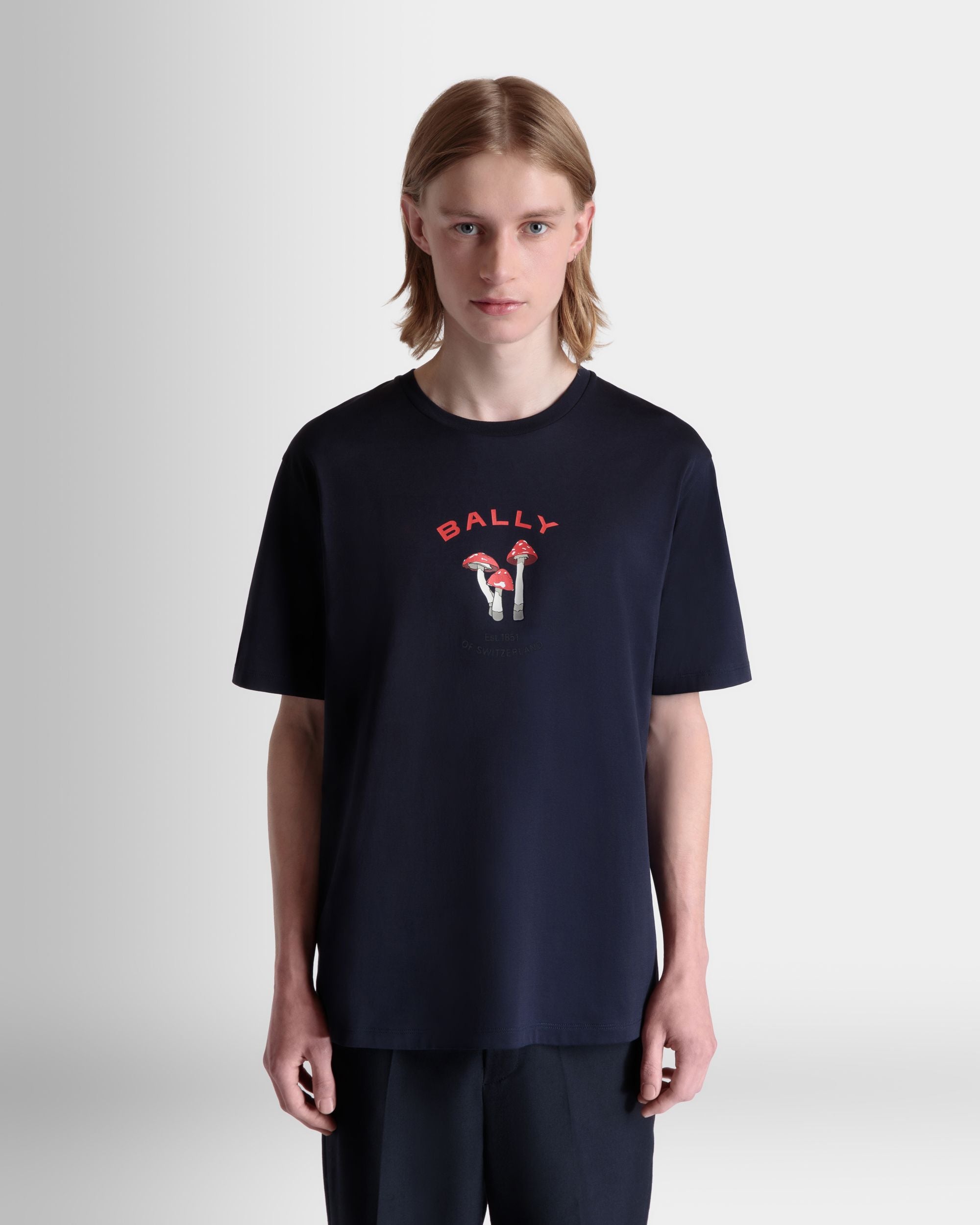 Tシャツ マッシュルームモチーフ ネイビーブルー コットン - 男性 - Bally - 08